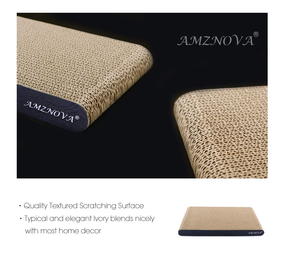 Cat Scratching Pad, Cat Scratcher Cardboard, Scratch Lounge With Catnip, Wide, Textured Black(Upgraded)