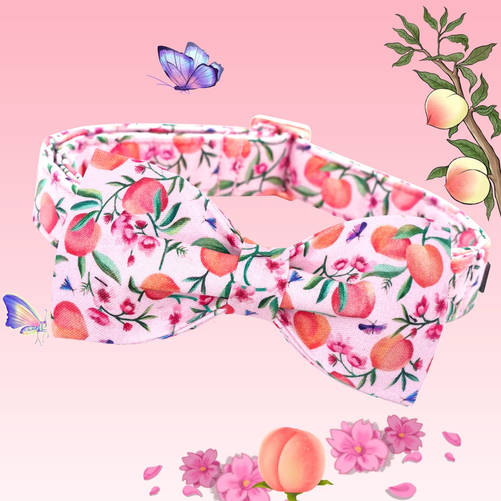 Lionheart glory Dog Collar with Bow Tie Pink Peach Dog Collar Girl Soft Durable Adjustable Puppy Gift Collar Bows Spring Collar