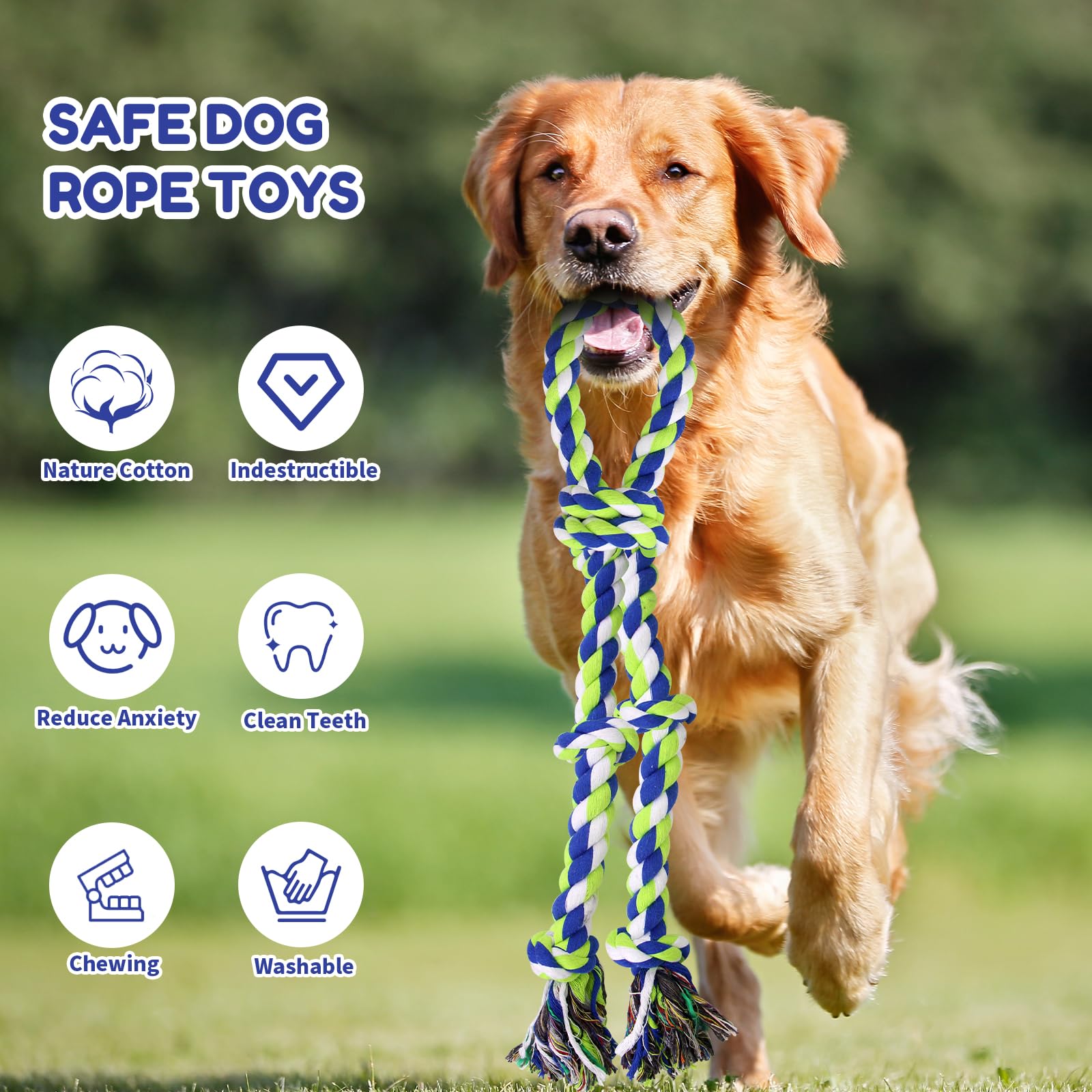 loncoldy Dog Toys for Aggressive Chewers 2 Pack Indestructible Dog Rope Toy, Tug of War Rope, Dog Toys for Large Dogs, Dog Chew
