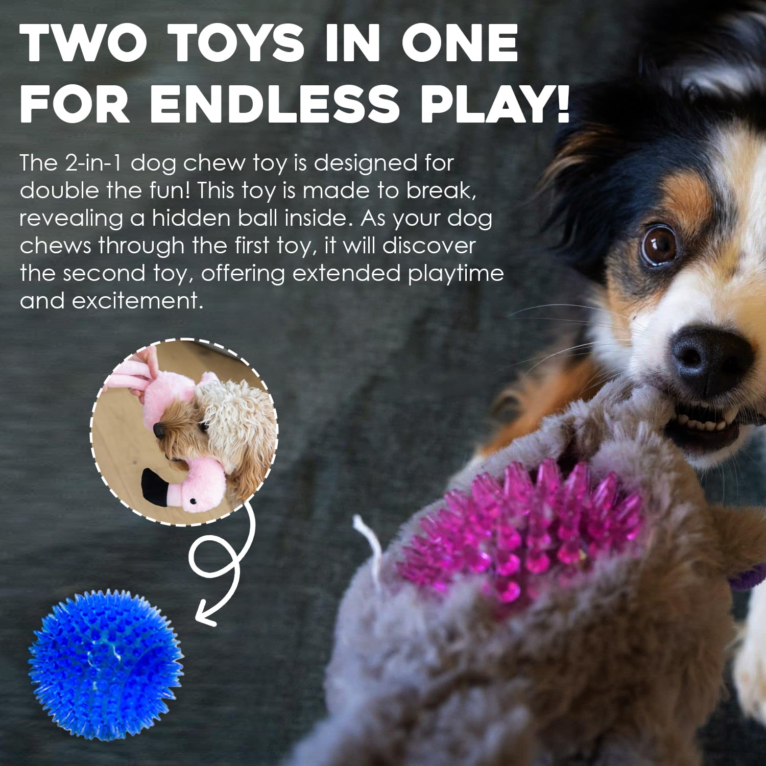 Flourish Pets 3-In-1 Multi-Layer Dog Toys For Aggressive Chewers | Non-Toxic Bpa Free Double Stitched Soft Fabric Exterior | Lon