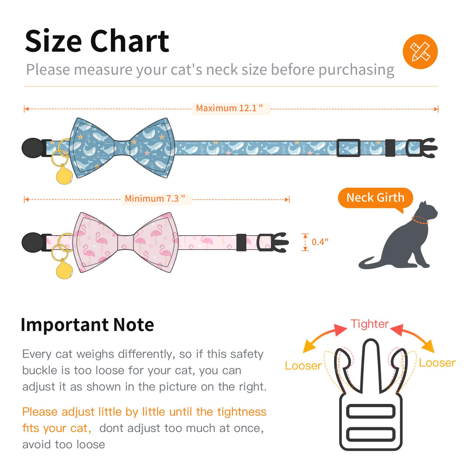 Jelwuion 2 Pack Cotton Cat Collar With Bow Tie And Bell For Girl Boy Cats,Cute Pink Flamingo And Blue Whale Pattern Spring Summe