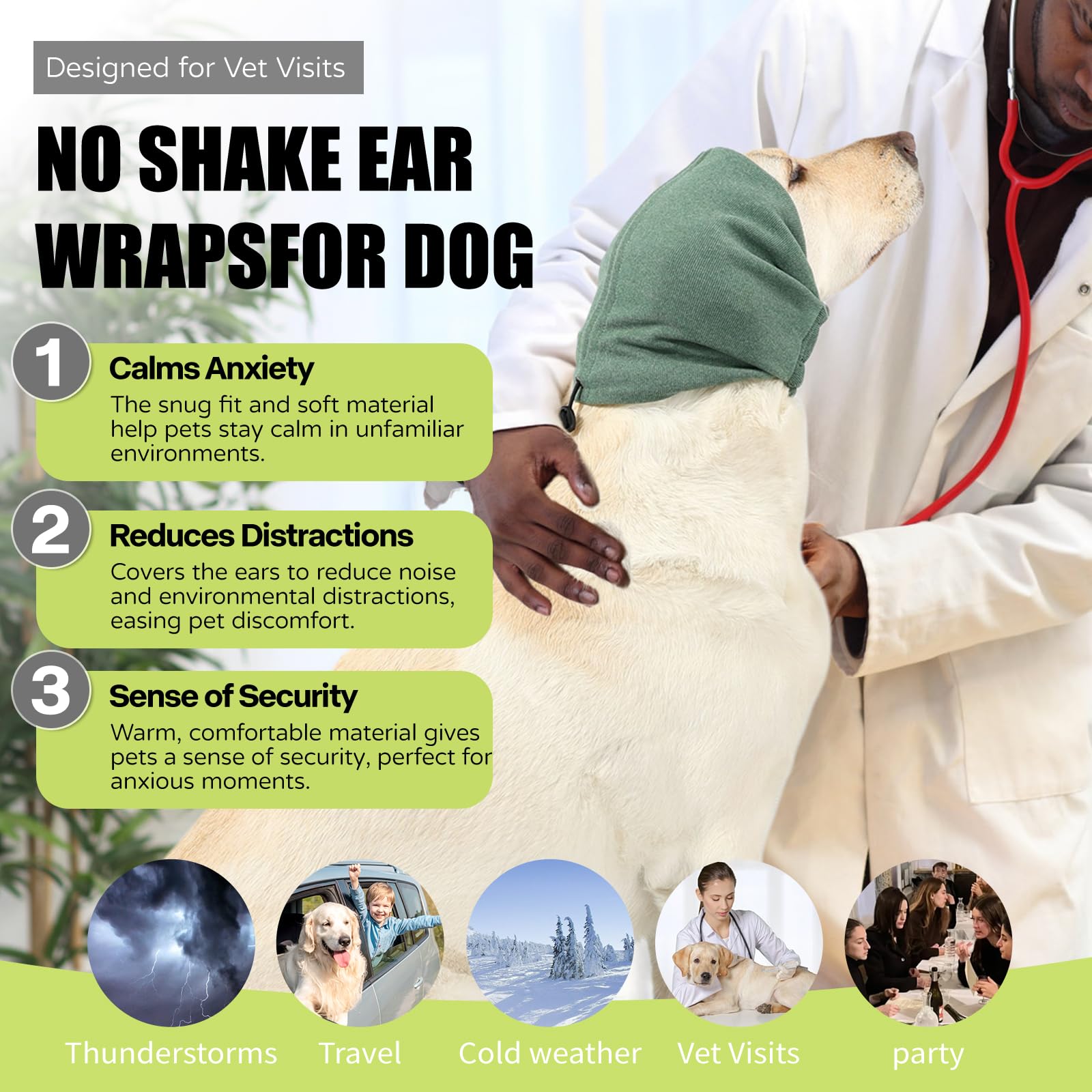 Kercynar Dog Anxiety Relief Hoodie, Ear Covers For Bath, Thunderstorms, Warm Dog Ear Cover Hoodie
