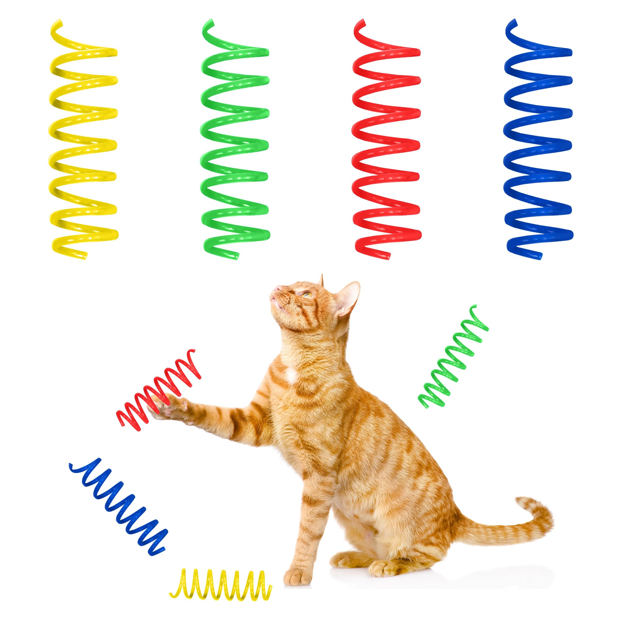 Spot Thin Colorful Springs Cat Toy - Bouncy Toys For Medium Indoor Cat Breeds To Bite, Swat, Chase - Keeps Cats & Kittens Entertained For Hours - Includes Ten 3” Wide Spiral Springs, Assorted Colors