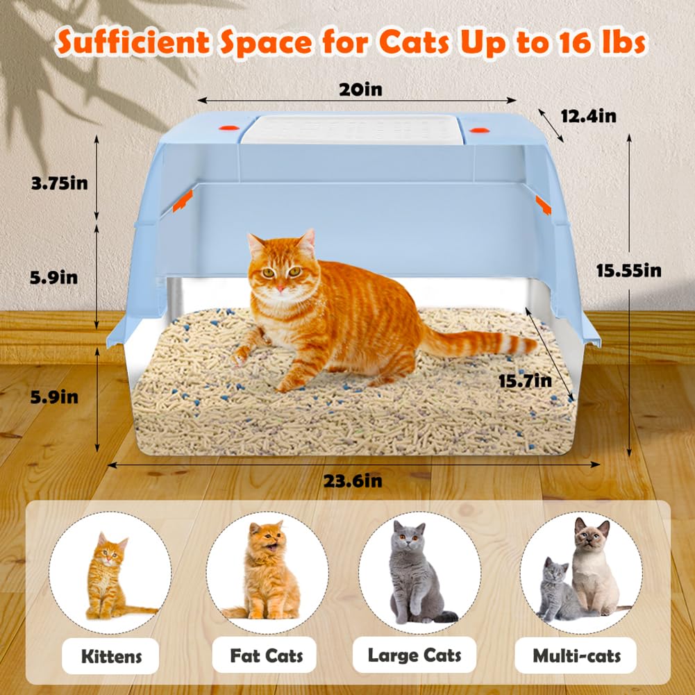 Vivifying Stainless Steel Litter Box With Lid, Xl Side Entry Extra Large Litter Box For Big Cats & Kitty, Removable Enclosed Met