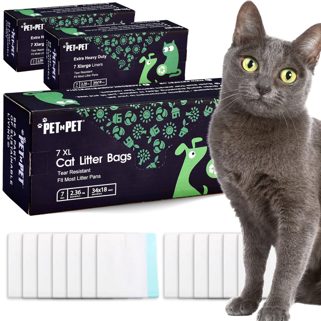 Pet N Pet Cat Litter Box Liners Bags Extra Large, Heavy Duty Tear Resistant & Drawstring Closure Cat Litter Bags, Waterproof Kit