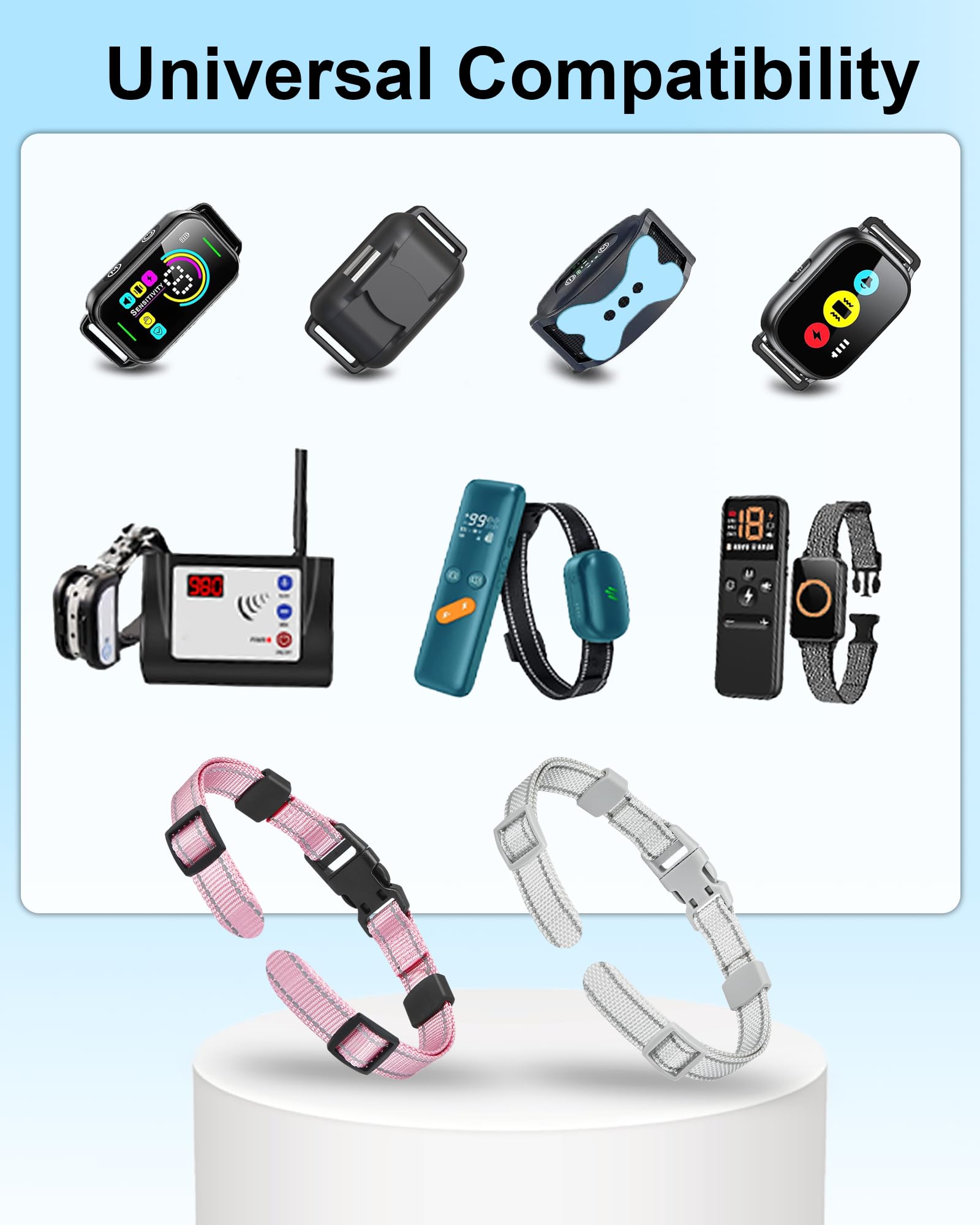 Doparet Collar Replacement Strap, Reflective Replacement Nylon Collar Strap, Durable Adjustable Dog Collar Replace Belt For Shoc