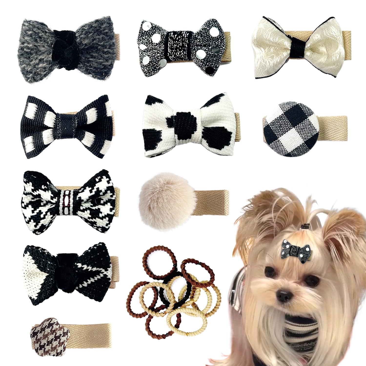 Dog Hair Clips And Rubber Bands Small Dog Bows Cute Pet Grooming Accessories Alligator Clips Stay In Hair Barrettes Ball Hairpin