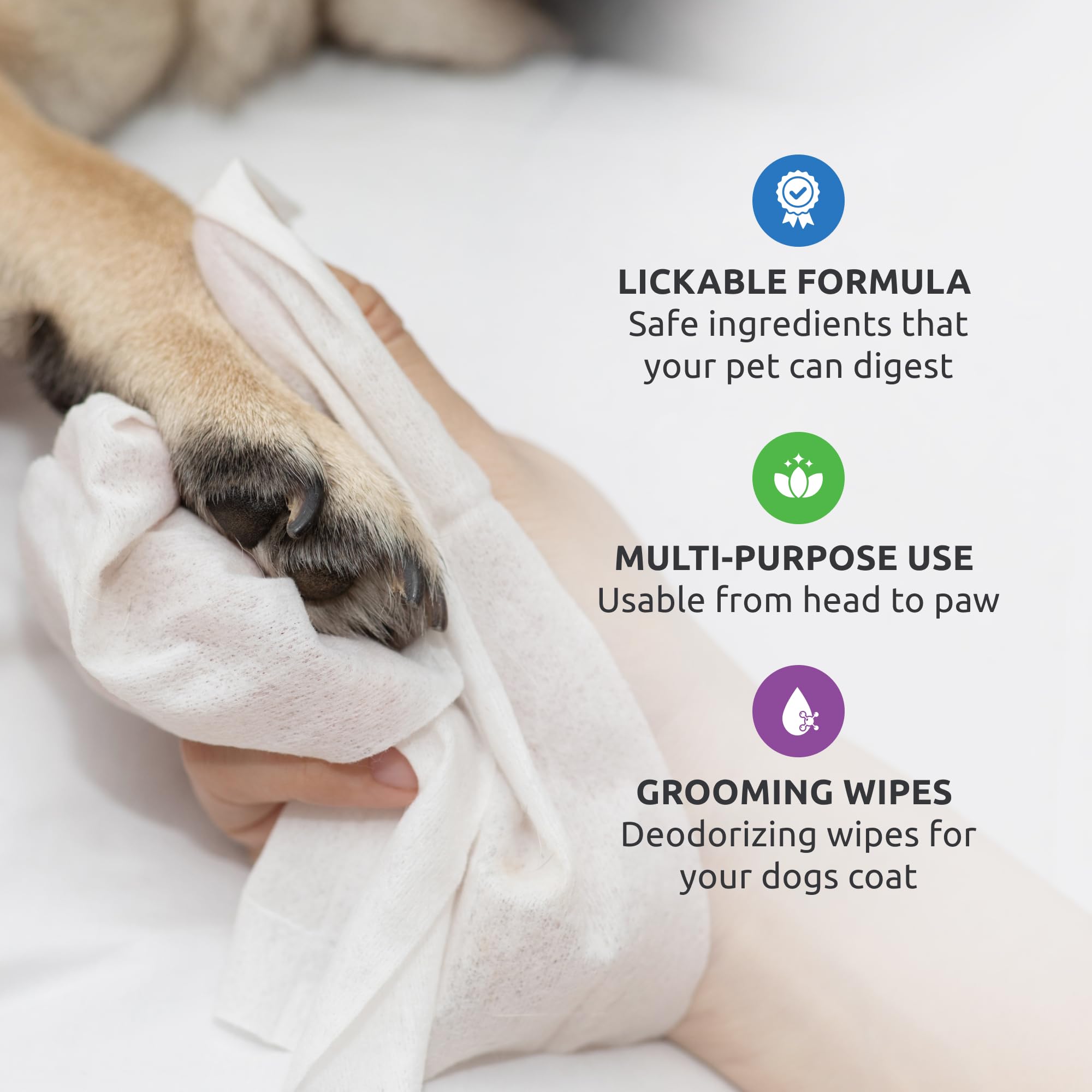 Protex Pawz Sanipaw Odor Eliminating Dog Paw Wipes (120 Wipes) Cleansing Dog Grooming Wipes, Simple & Safe Lickable Ingredients