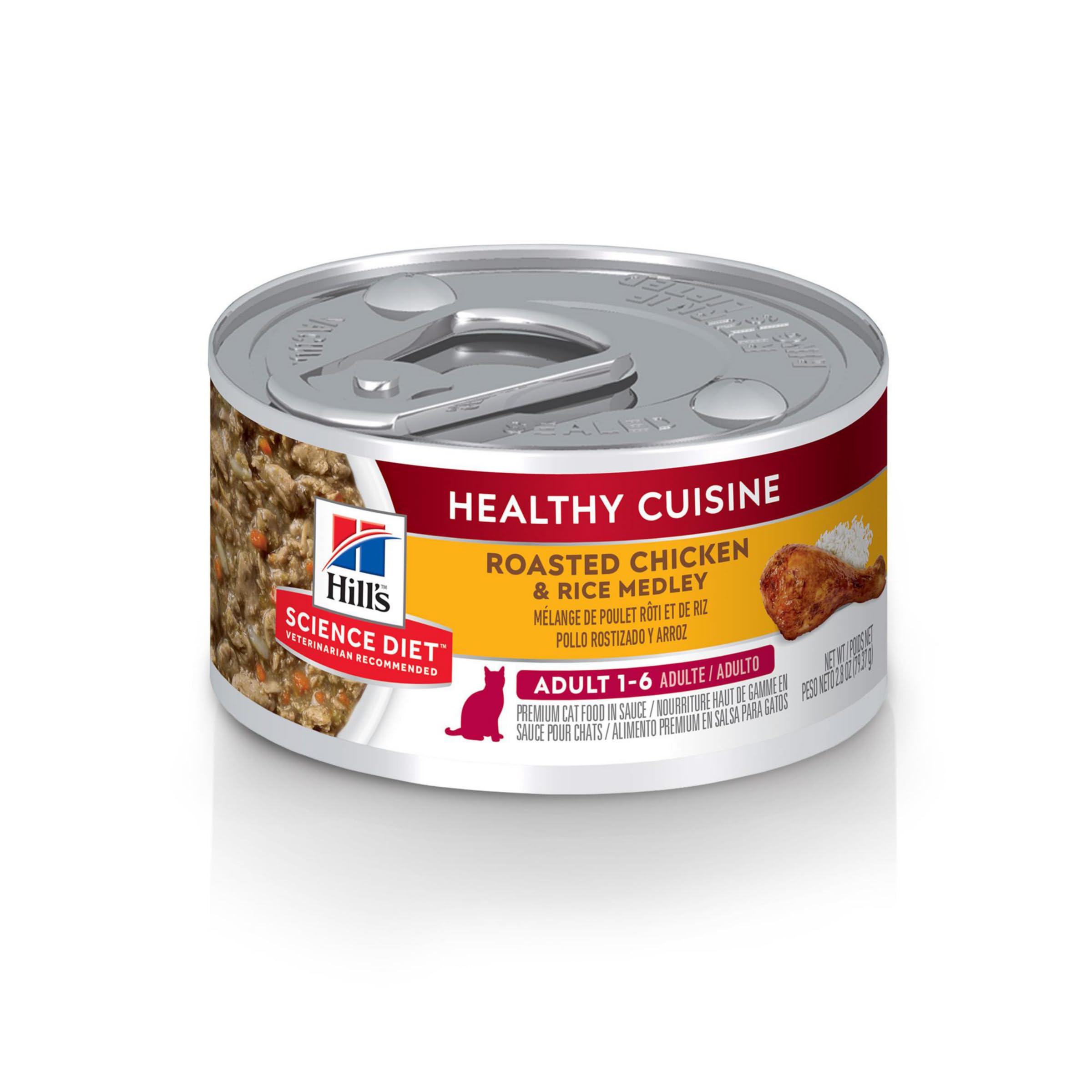 Hills Science Diet Healthy Cuisine, Adult 1-6, Great Taste, Wet Cat Food, Roasted chicken & Rice Stew, 2.8 oz Can, Case of 24