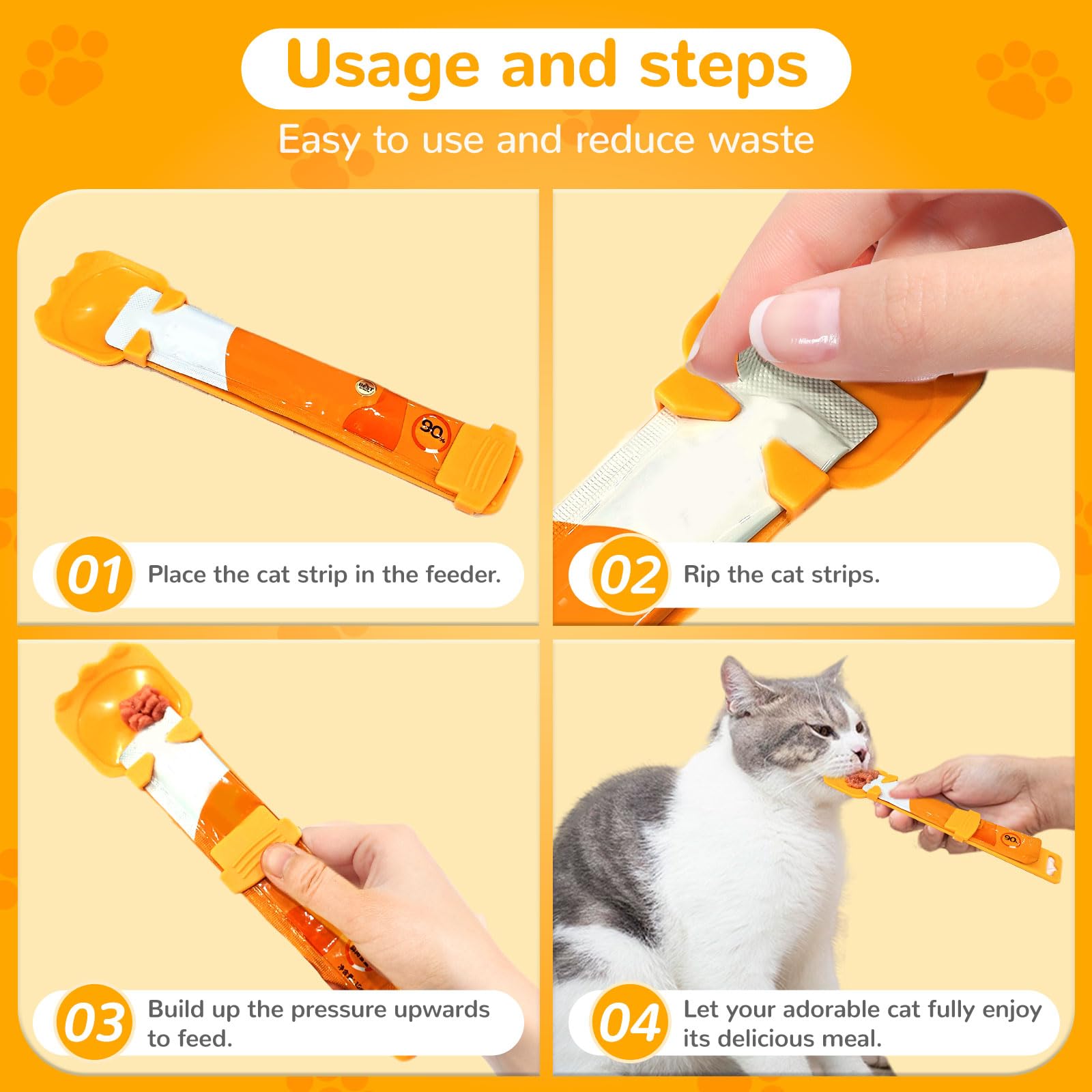 Baejmjk 4Pcs Cat Strip Feeder Sliding Pet Cat Treat Spoon Squeeze Lickable Treat Feeding Dispenser For Cats Liquid Snack And Wet