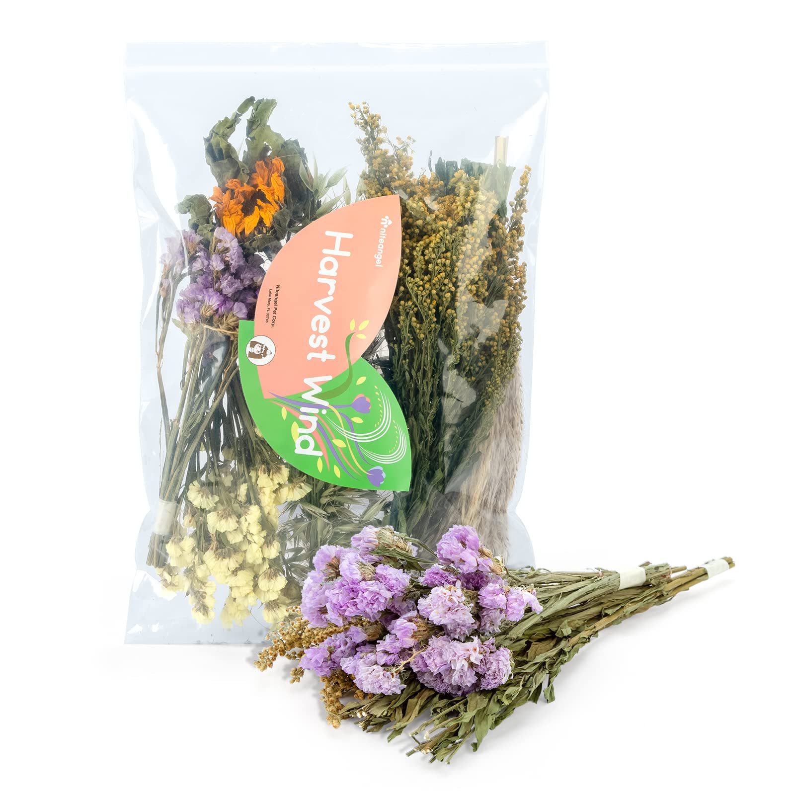 Niteangel Natural Flower & Herb Bedding Habitat Decor - for Hamsters Gerbils Mice Lemming Degus or Other Small Pets (Harvest Win