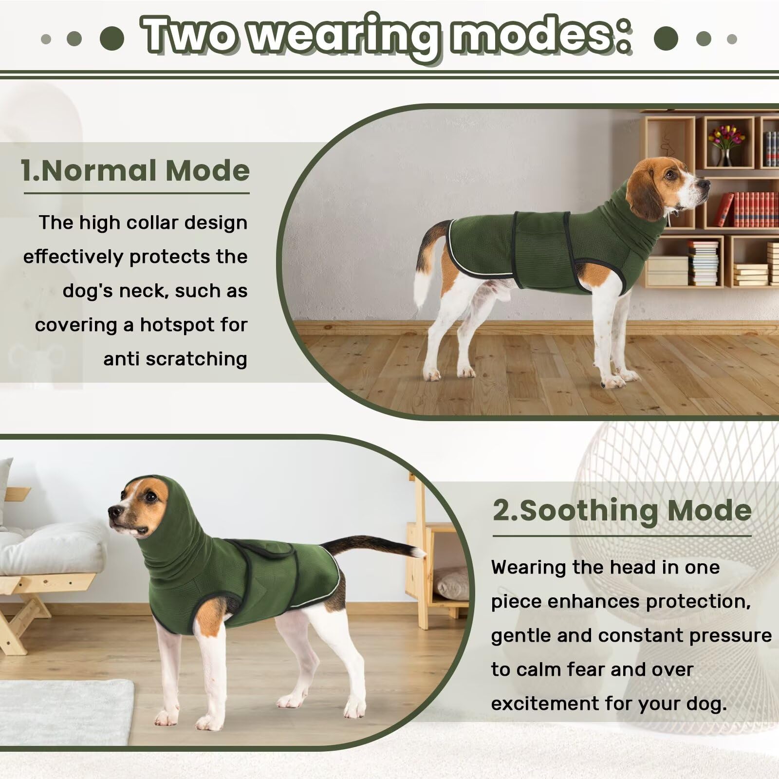 Idomik Dog Anxiety Calming Hoodie,Breathable Dog Anxiety Jacket Vest Coat For Thunderstorms,Fireworks,Vet Visits,Separation,Adju