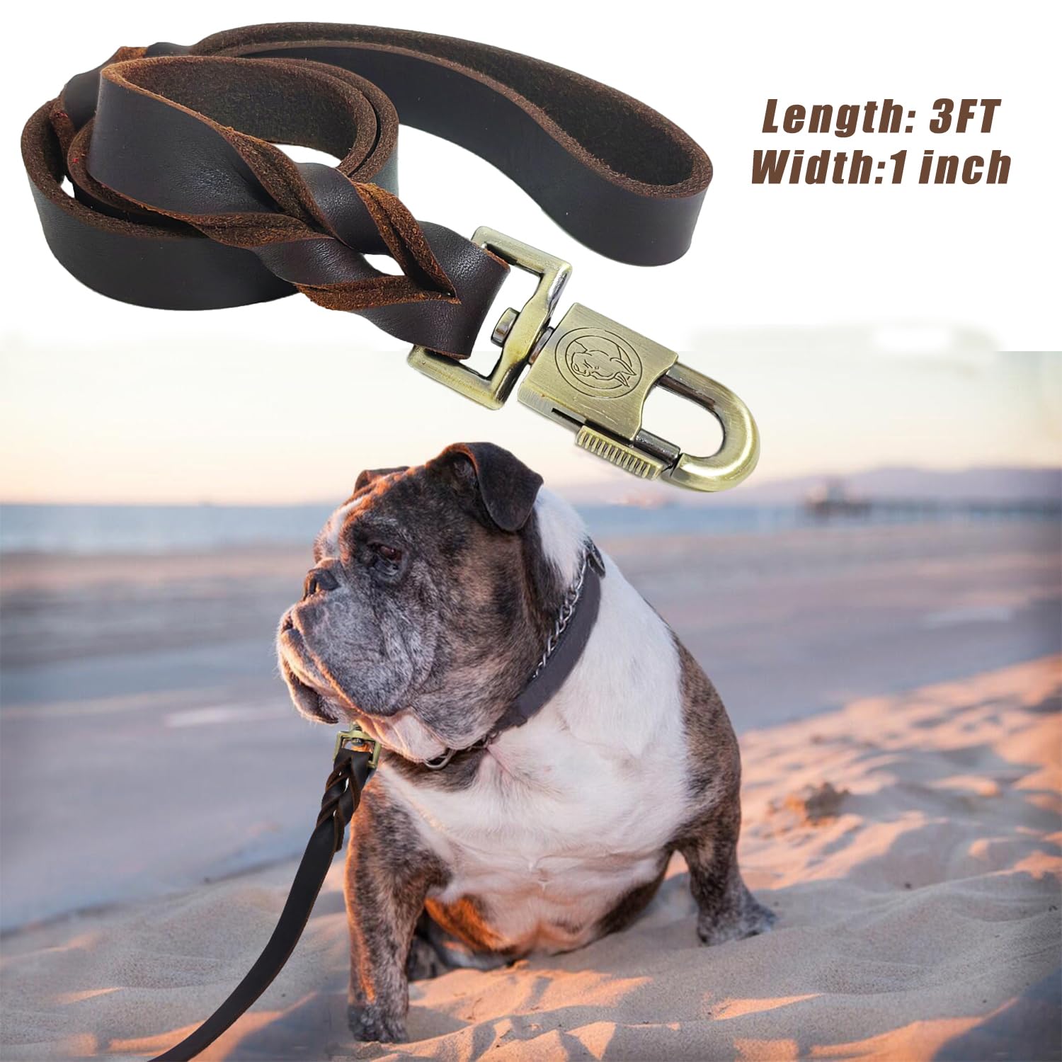 Lwbmg Leather Dog Leash 3 Ft Upgrade Braided Thick Genuine Leather Dog Leash With Lock Head Hook Short Heavy Duty Pet Training L