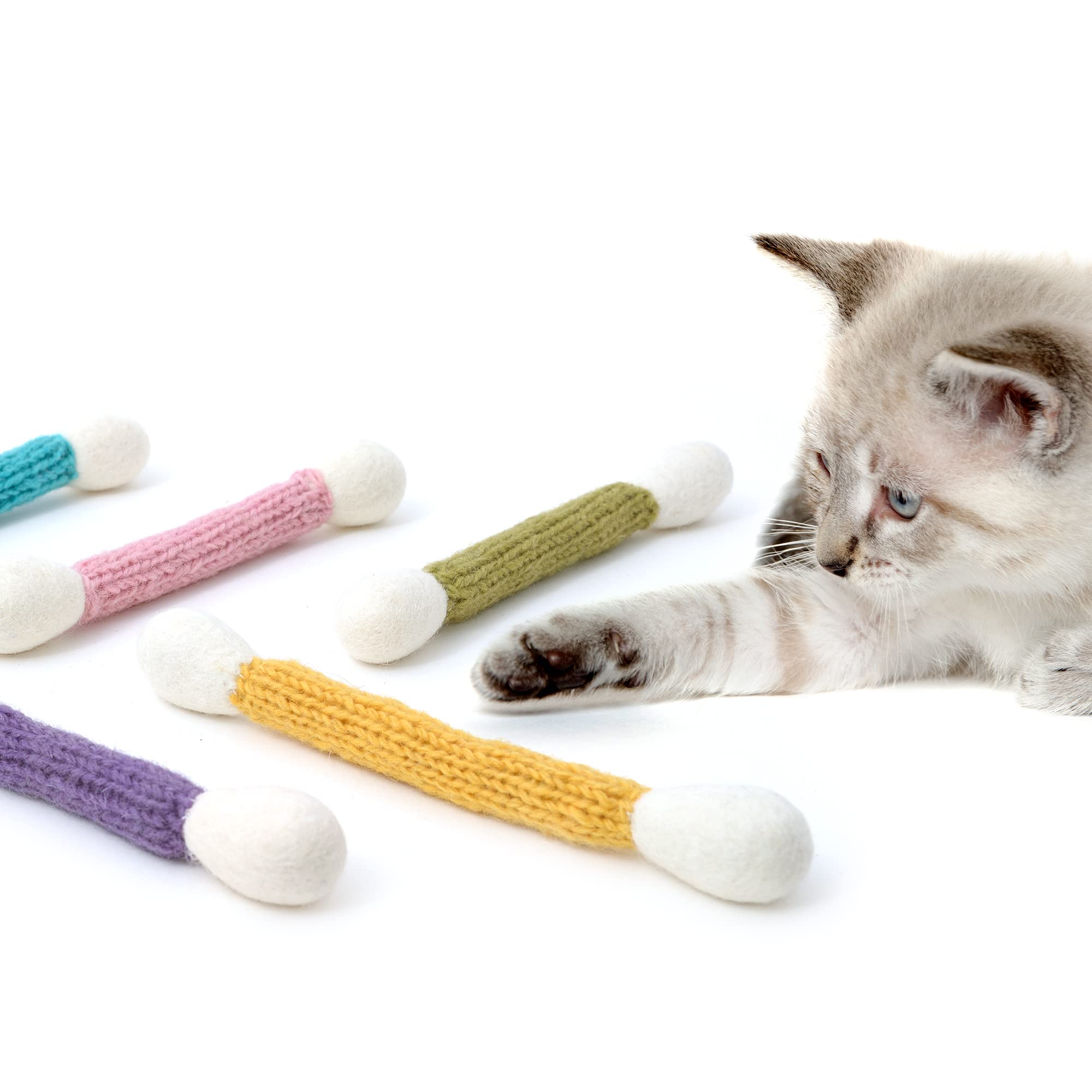 Glaciart One Swabs Cat Toys With Catnip - 5 Pcs | Cute Cat Toys For Interaction, Exercise, & Play | Filled W/Organic Catnip For