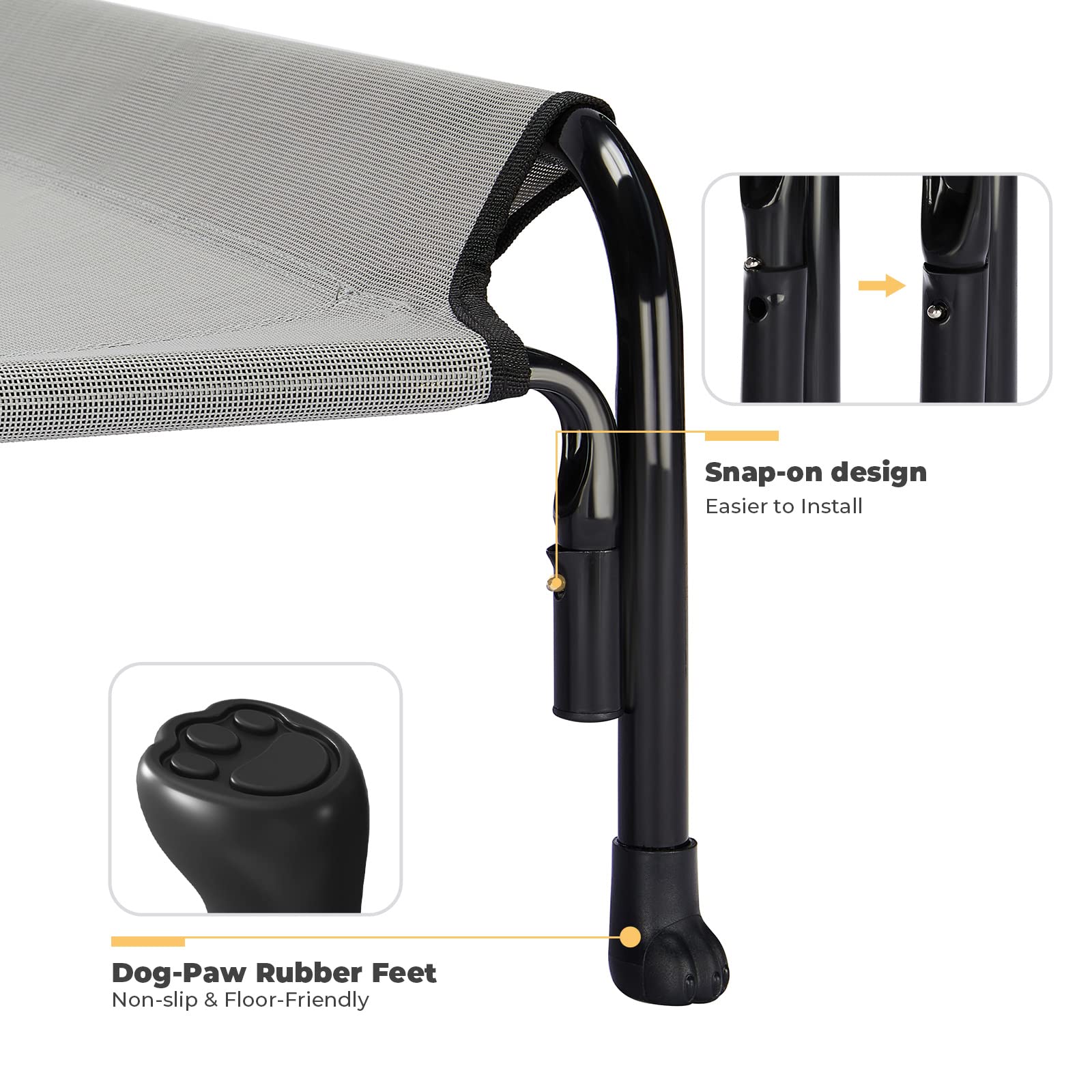 Veehoo Elevated Dog Bed, Outdoor Raised Dog Cots Bed For Large Dogs, Cooling Camping Elevated Pet Bed With Slope Headrest For Indoor And Outdoor, Washable Breathable, X-Large, Grey, Cwc2204