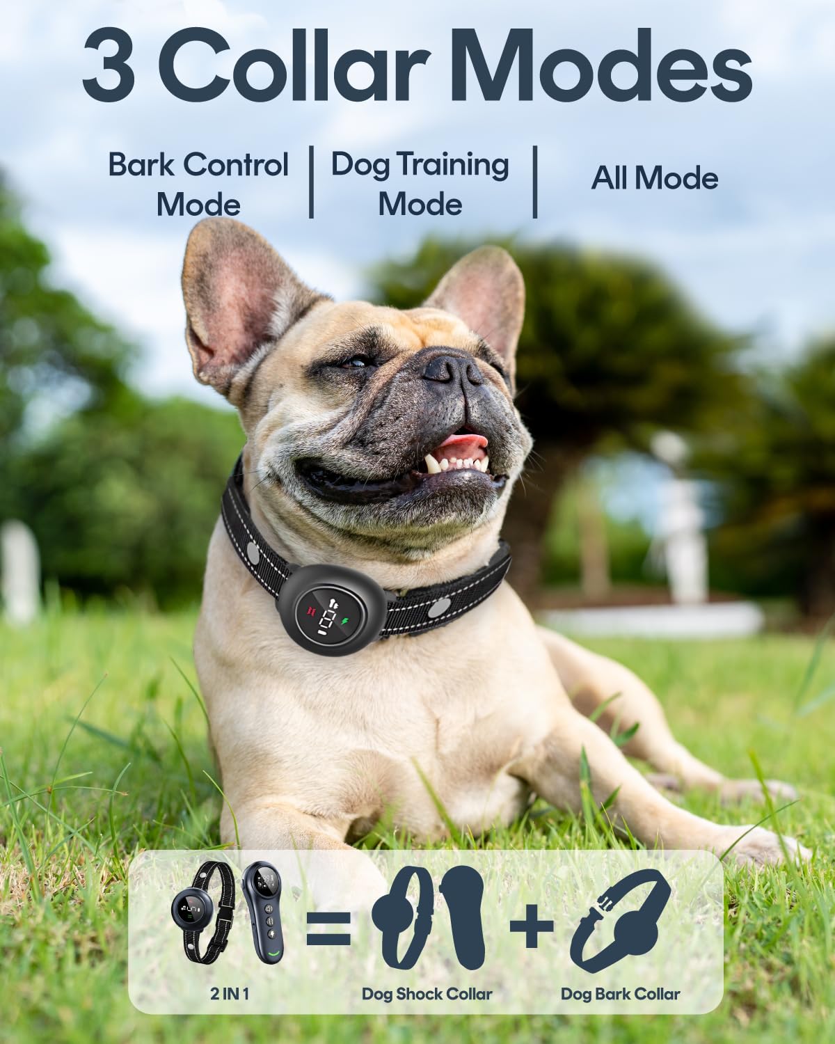 2-In-1 Shock Collar For Dogs, Dog Training Collar - 3300Ft Anti Barking Dog Bark Collar With Remote Control Ip67 Waterproof, 5 A