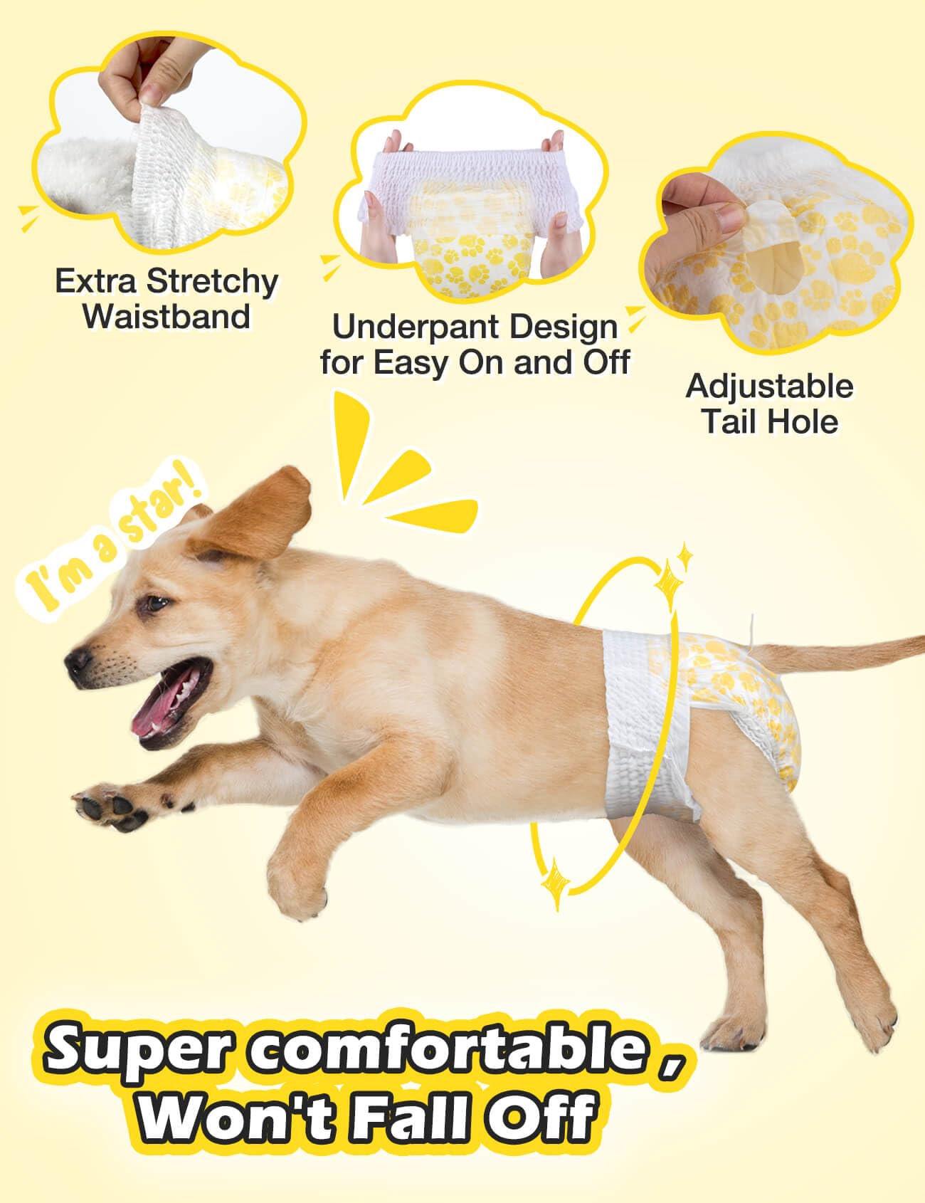 Dono Dog Diapers Female With Stretchy Waist-10-96Pcs, Disposable Full Wrap Female Puppy Dog In Heat Period Diapers, 360 Leak-Pro