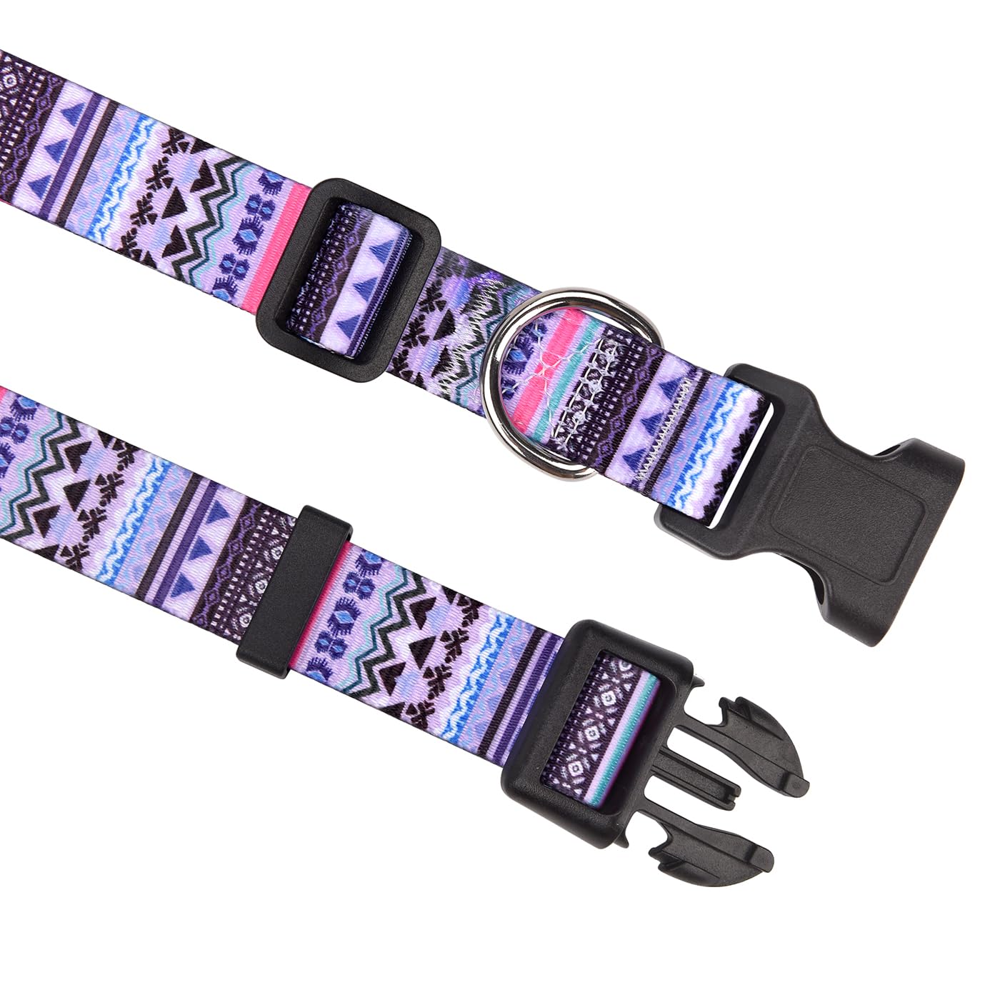 Mihqy Dog Collar With Bohemia Floral Tribal Geometric Patterns - Soft Ethnic Style Collar Adjustable For Small Medium Large Dogs(Purple Bohemia,S)