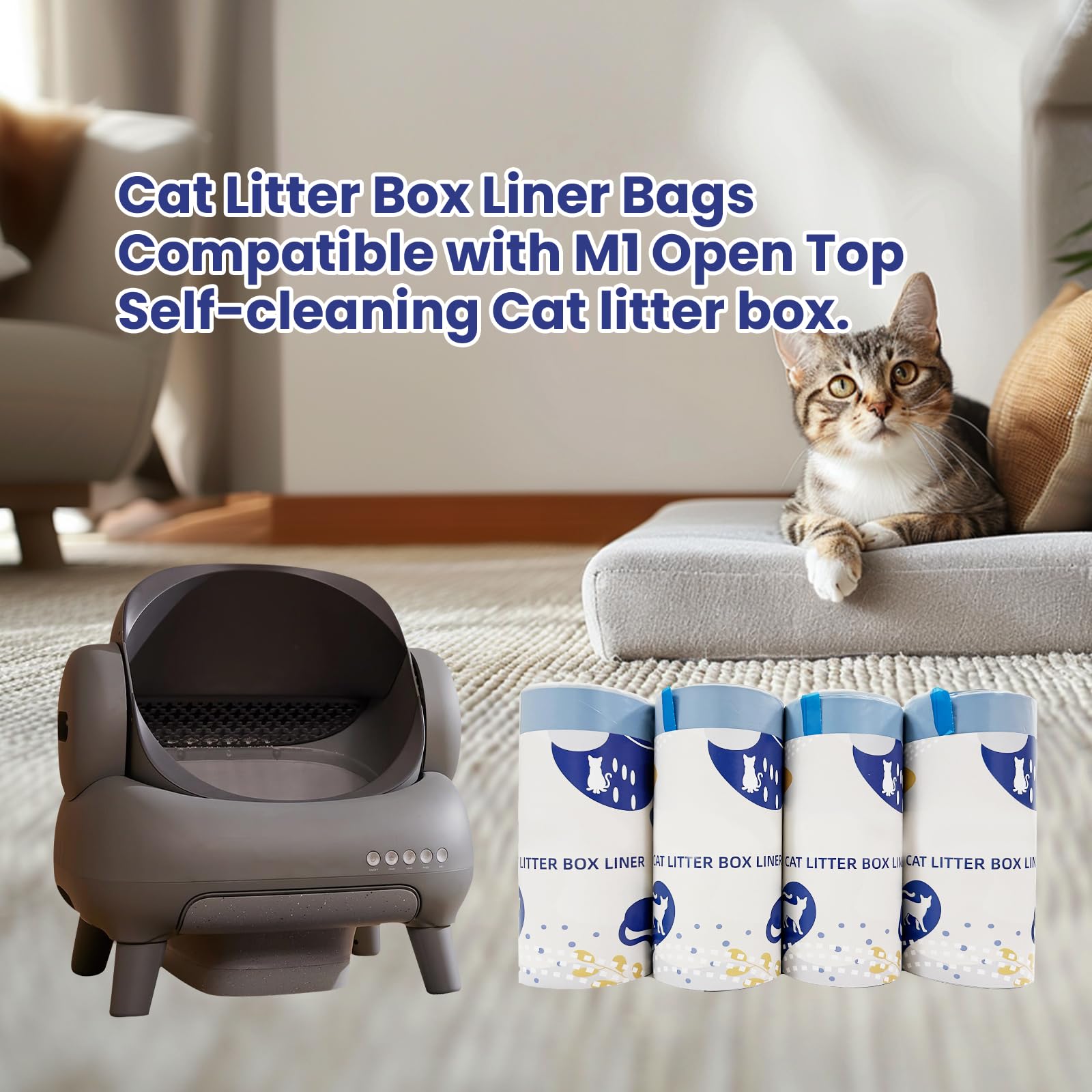 80 Count Cat Litter Liner Bags Compatible With Neakasa And Petpivot Autoscooper 11 Open-Top Pet Automatic Self Cleaning Cat Litt