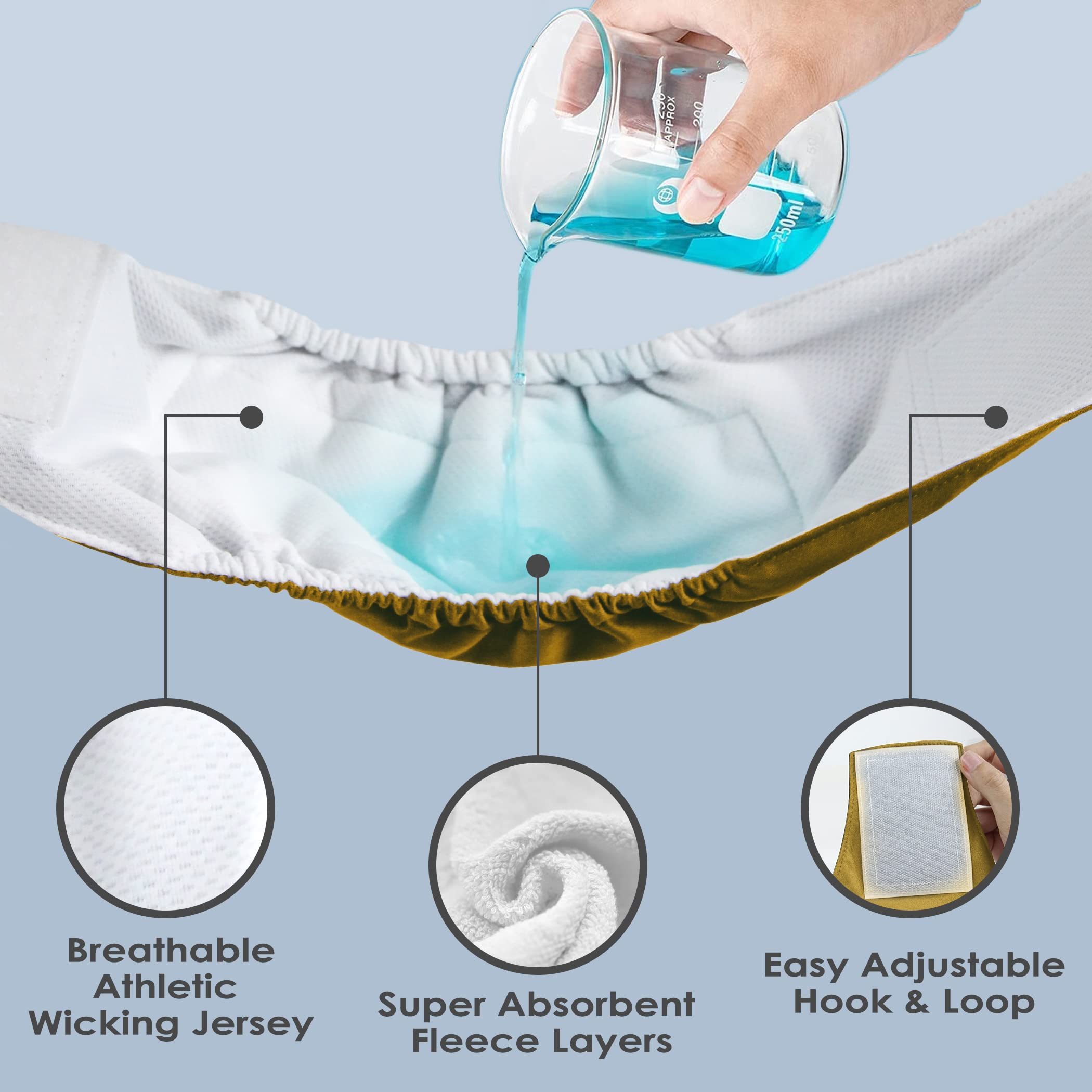 Wegreeco Washable Dog Diapers - Washable Male Dog Belly Wrap - Pack Of 3- (Gold,Black,Grey,Medium)