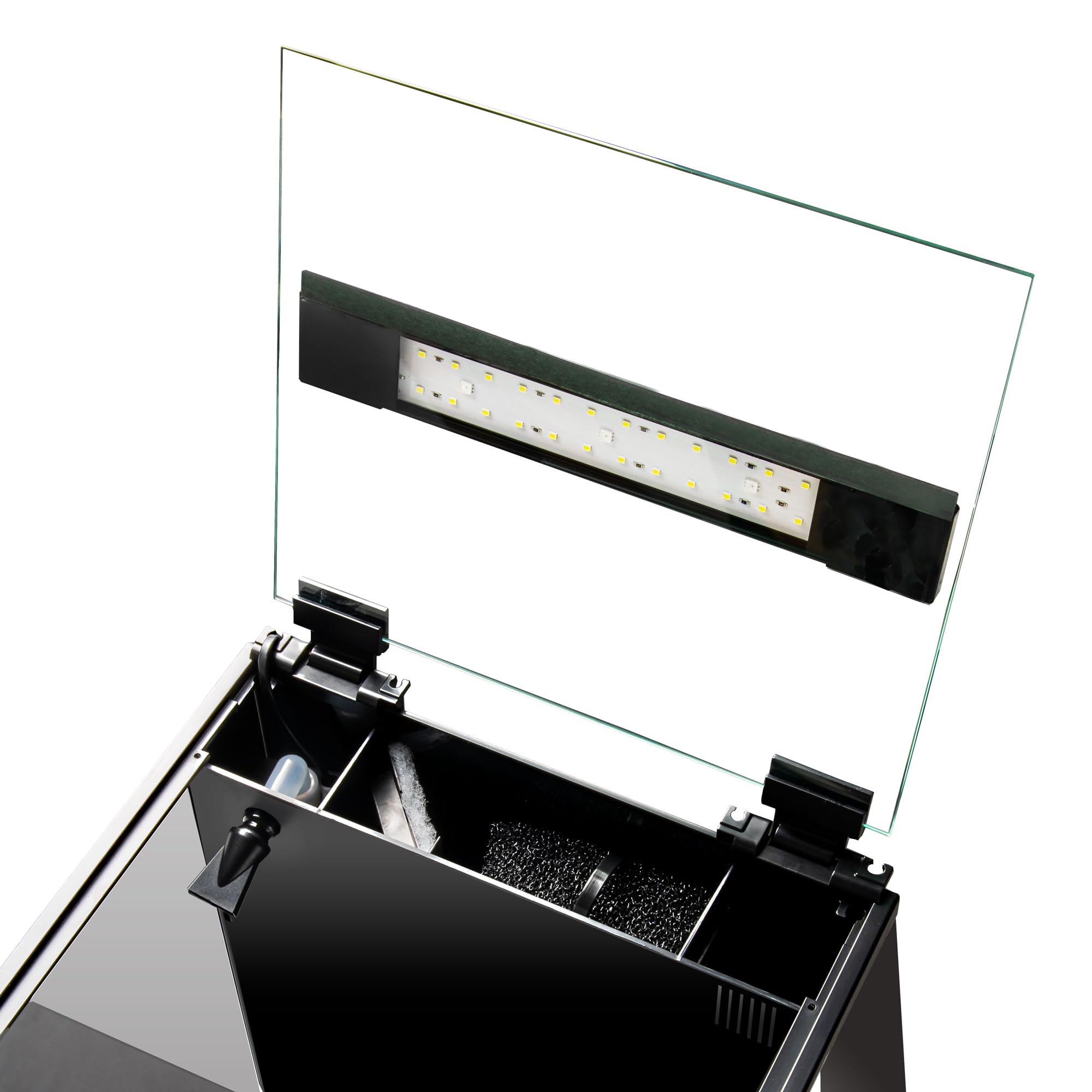 Aquatop 8.6 Gallon Bow Front Glass Aquarium Kit With Filter And Led Lighting - All In One Desktop Fish Tank, Ideal For Freshwate