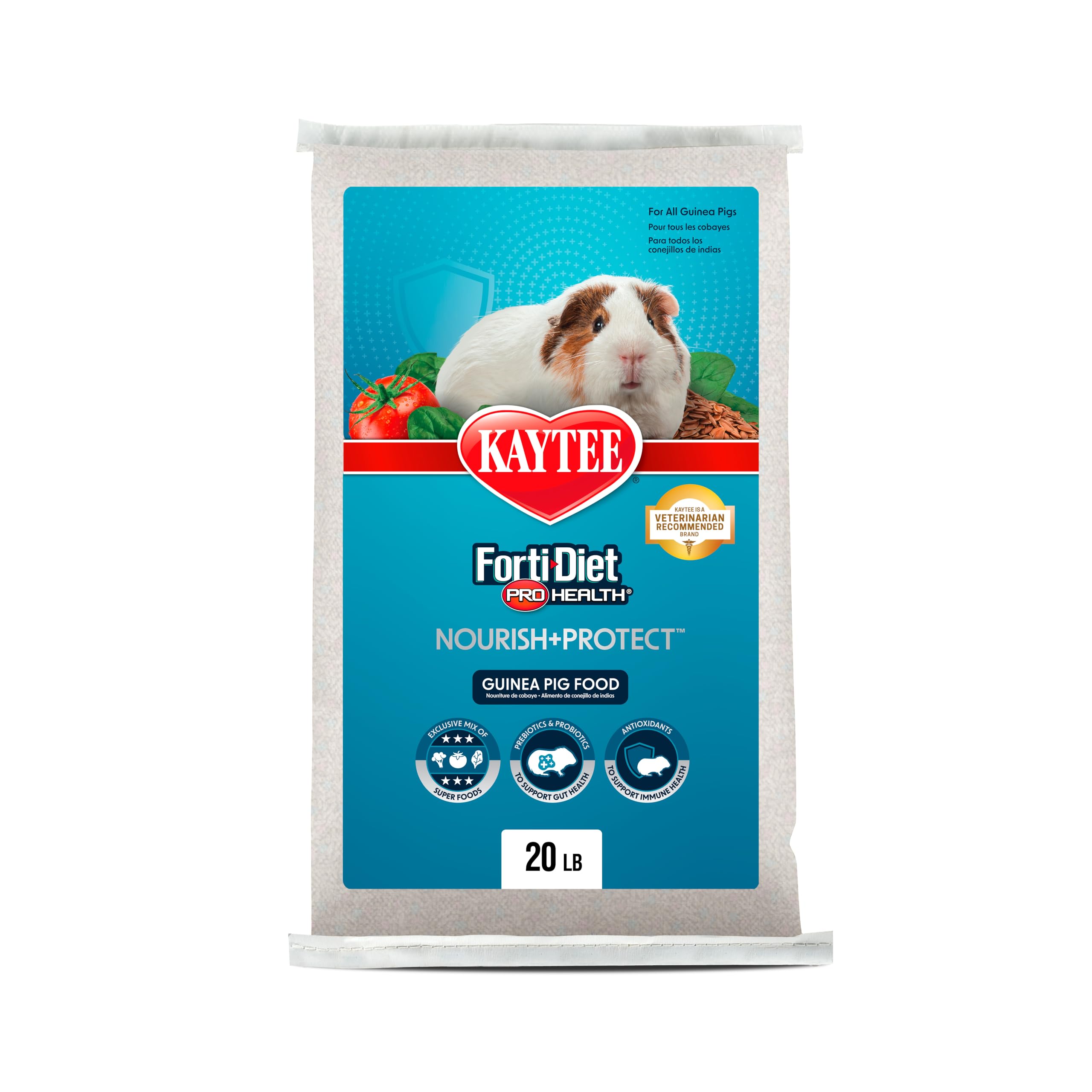 Kaytee Forti-Diet Pro Health Nourish+Protect Guinea Pig Food, Comprehensive Nutrition Backed by Science, Digestive Health, Immun