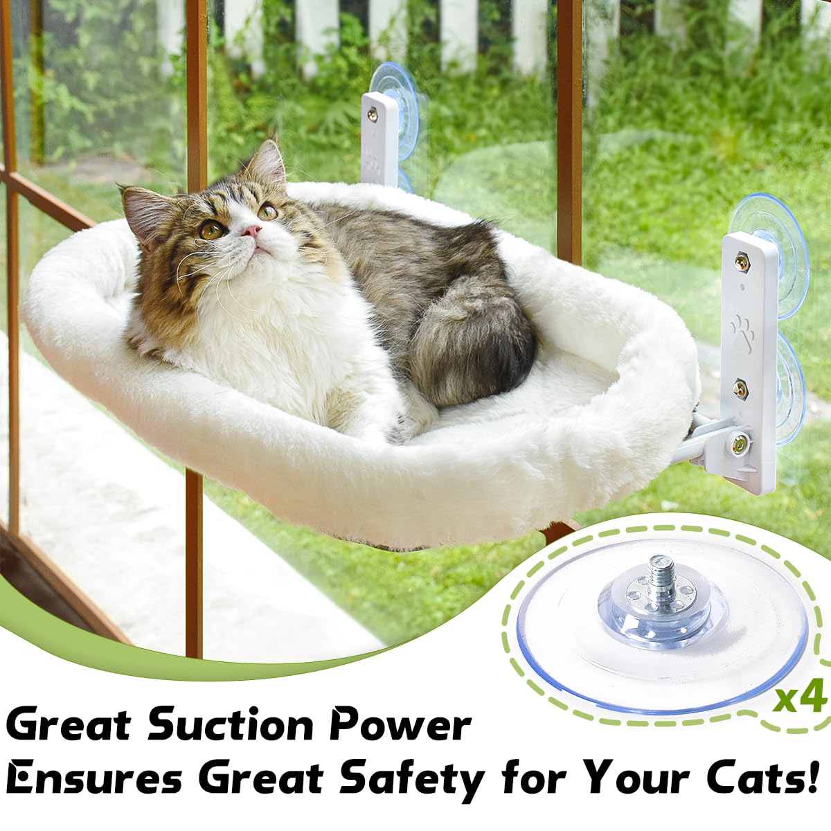 Amosijoy 4 Pack Cat Window Perch Suction Cup, Strong Adhesive Replacement Suction Cup With Screws For Foldable & Cordless Cat Wi