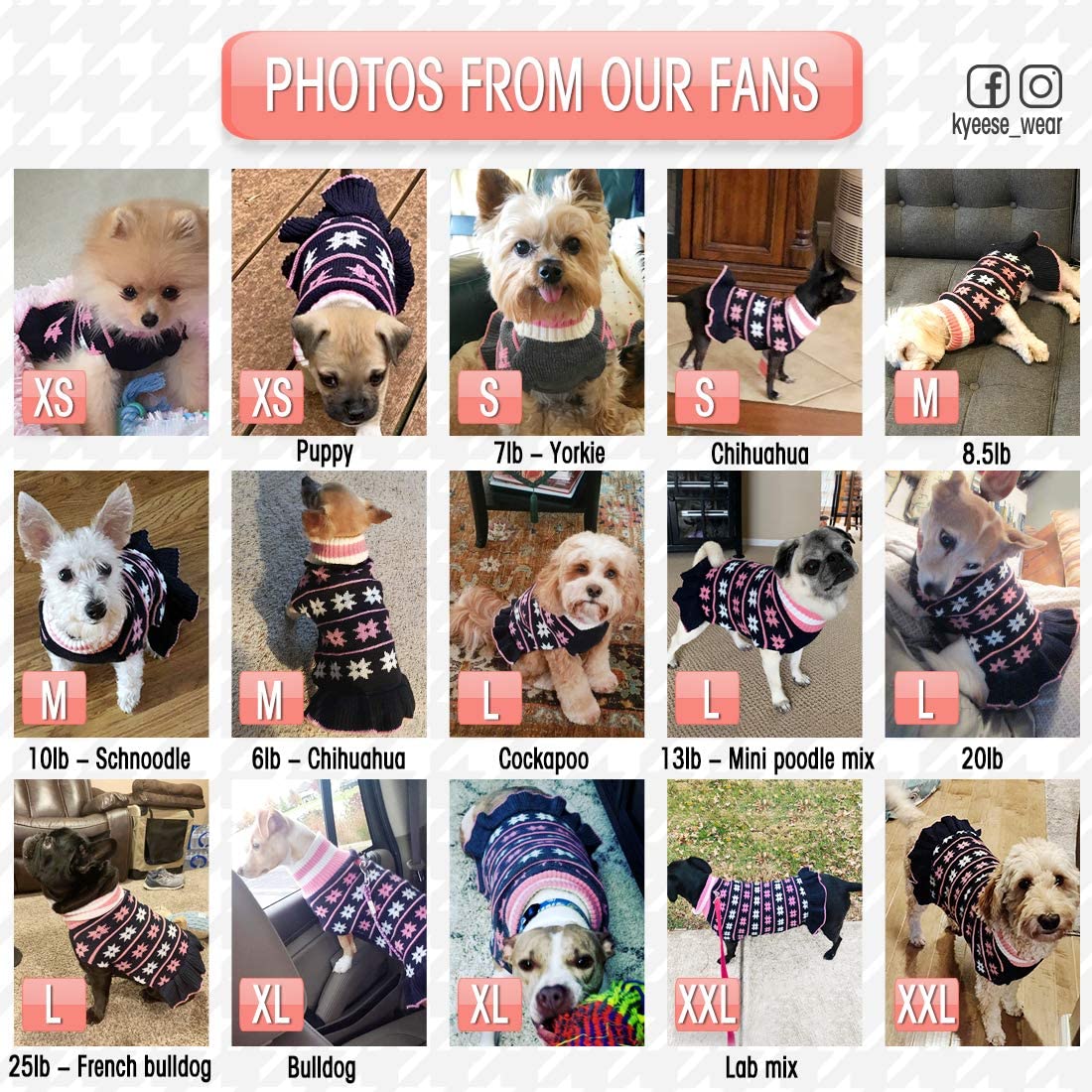 Kyeese Dog Sweater For Medium Dogs Fall Winter For Girl Dog Clothes Warm Dog Coats With Leash Hole Pullover Dog Sweater Dress Kn