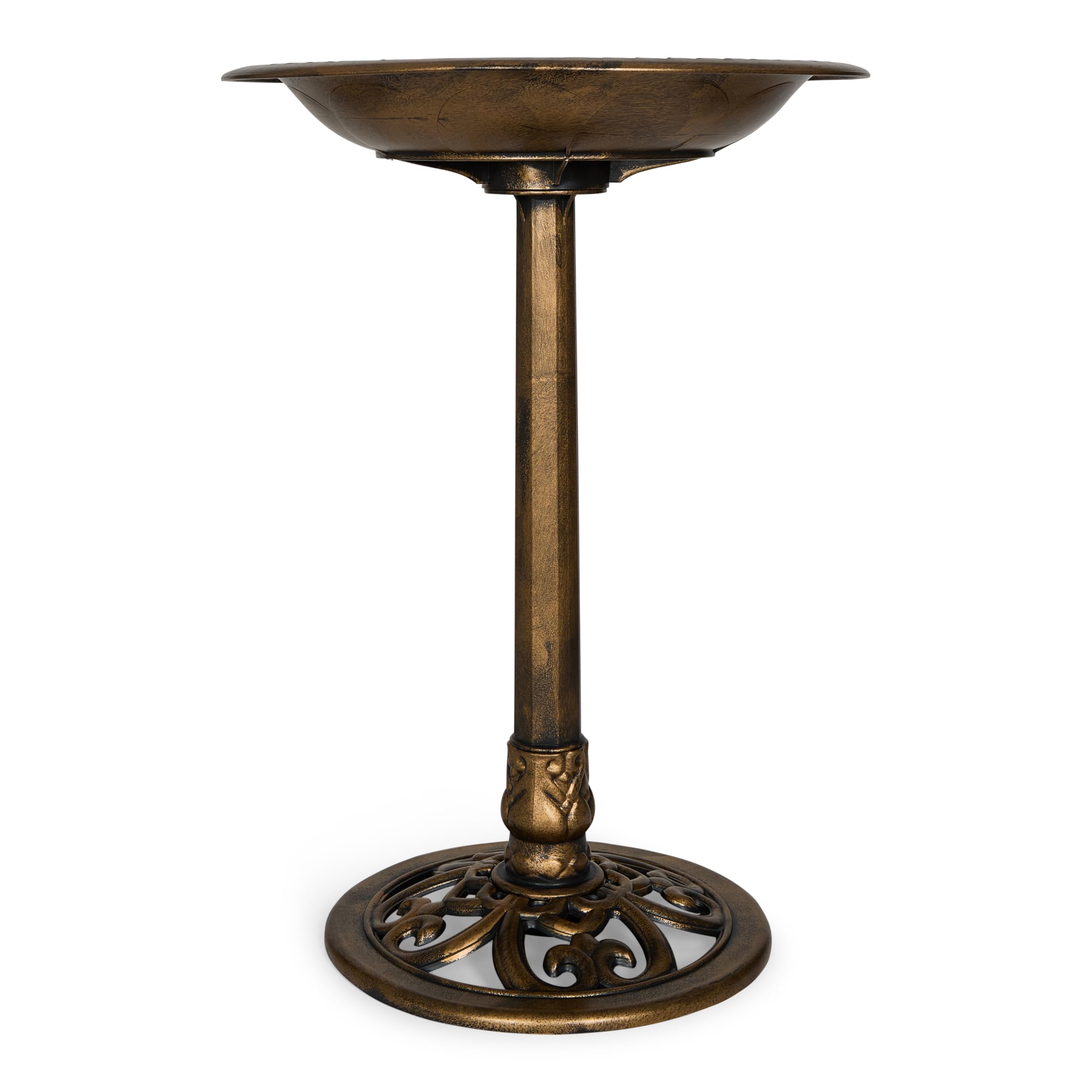 Backyard Expressions Outdoor Garden Bird Bath - Bronze - Weather Resistant Resin with Ground Stakes - 27 Inch
