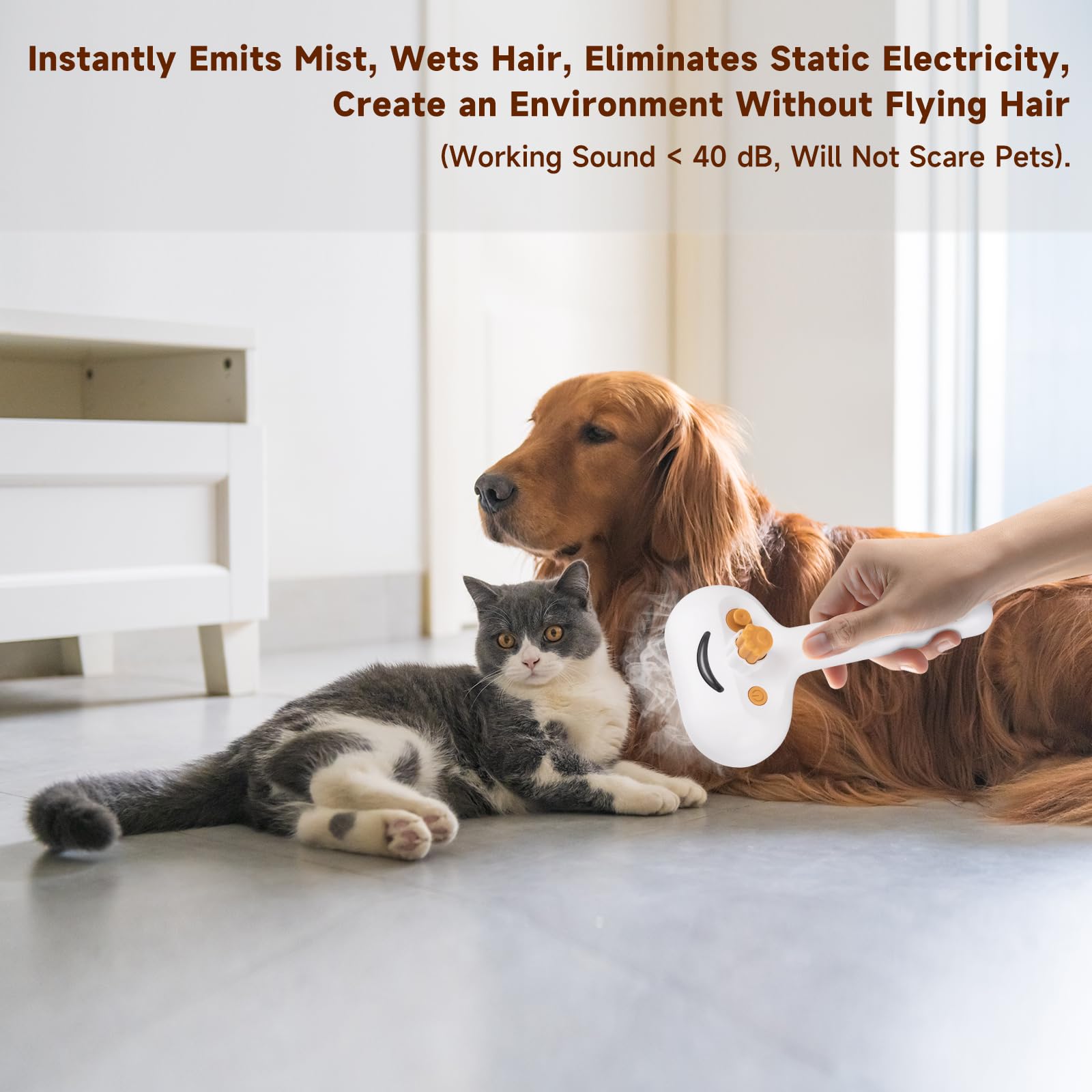 VVWVVW Pet Steam Brush for Dog & Cat - 3-in-1 Spray Hair Removal Comb - Steam for Shedding & Grooming - Water Brush for Long & S