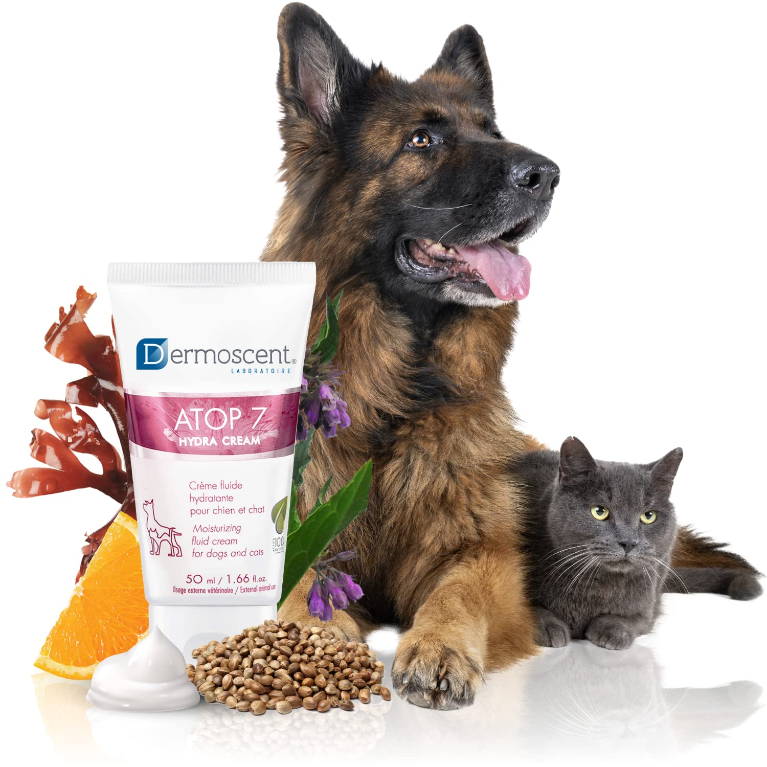 Dermoscent ATOP 7 Hydra Cream for Dogs & Cats for Dry & Allergy-Prone Skin Relief - Veterinarian Dermatologist Formulated - 50 m