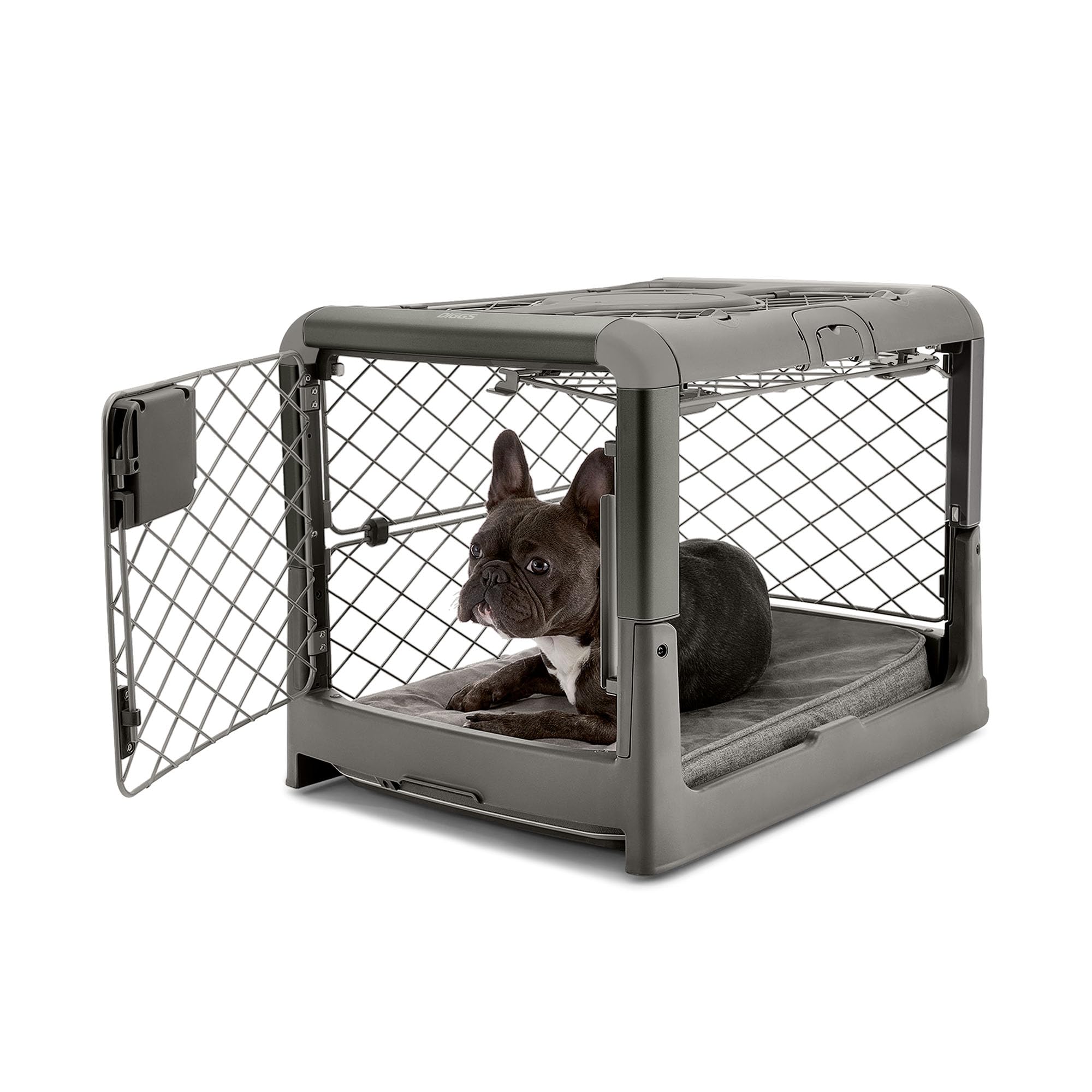 Diggs Revol Collapsible Dog Crate With Wheels - Premium Portable Dog Crate - Safe, Stylish, And Convenient Indoor Kennel (Smoke,