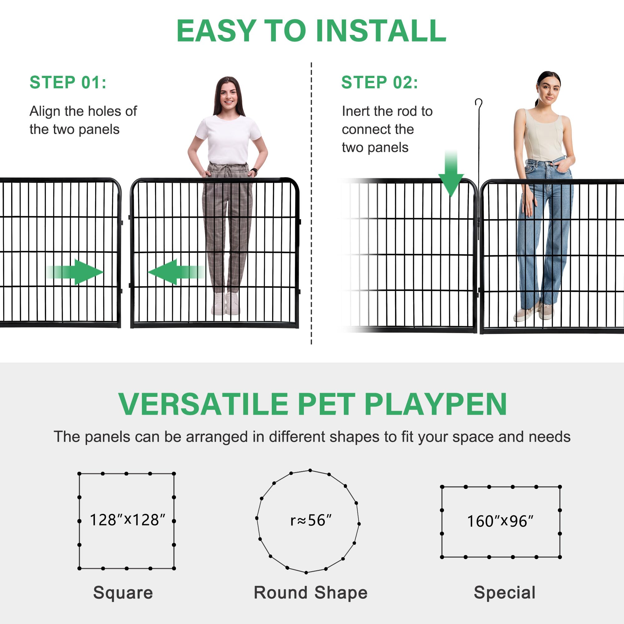 Dog Pen Pet Playpen Kennel Fence Outdoor Indoor Play Yard Puppy Exercise Barrier 31 W x 24 H 16 Panels (16 Panels, 24 Inches