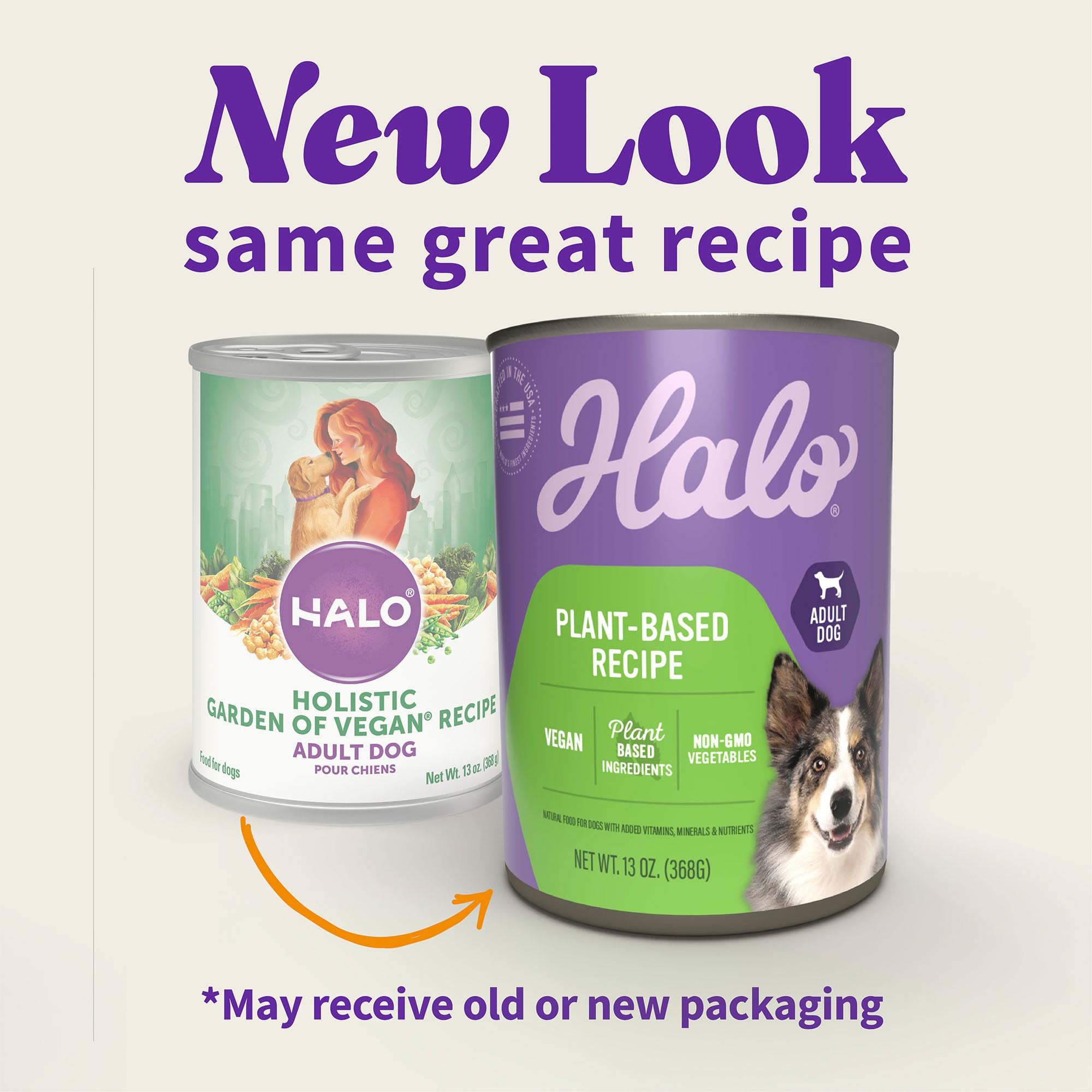 Halo Holistic Vegan Wet Dog Food, Plant-Based Recipe, Canned Dog Food, Complete Digestive Health, Adult Dogs, 13 Oz Can (Pack of