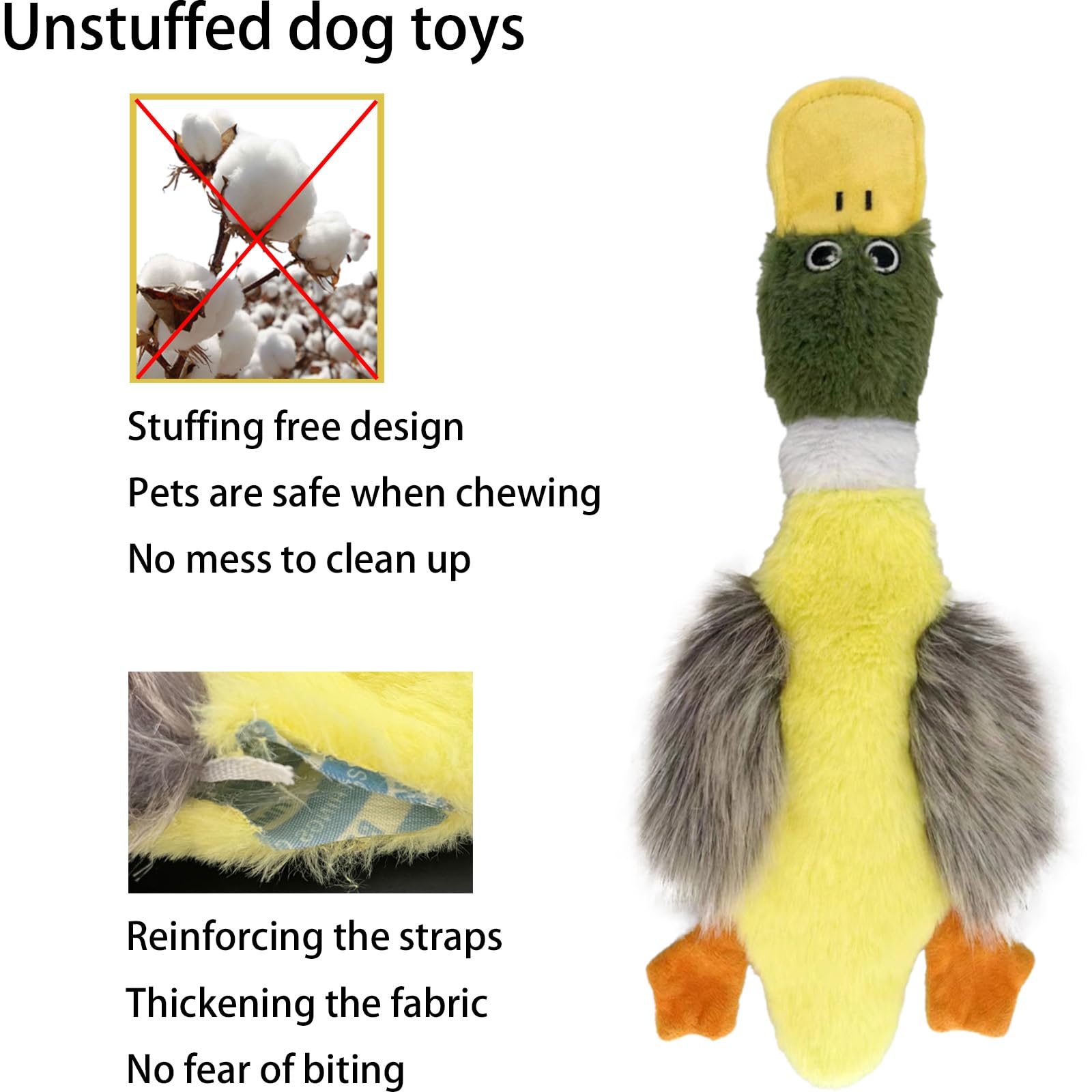 Aimeting No Stuffing Toys 3 Pack, Squeaky Dog Toys For Large Dogs, Plush Toys For Aggressive Chewers, Indestructible Crinkle Pap