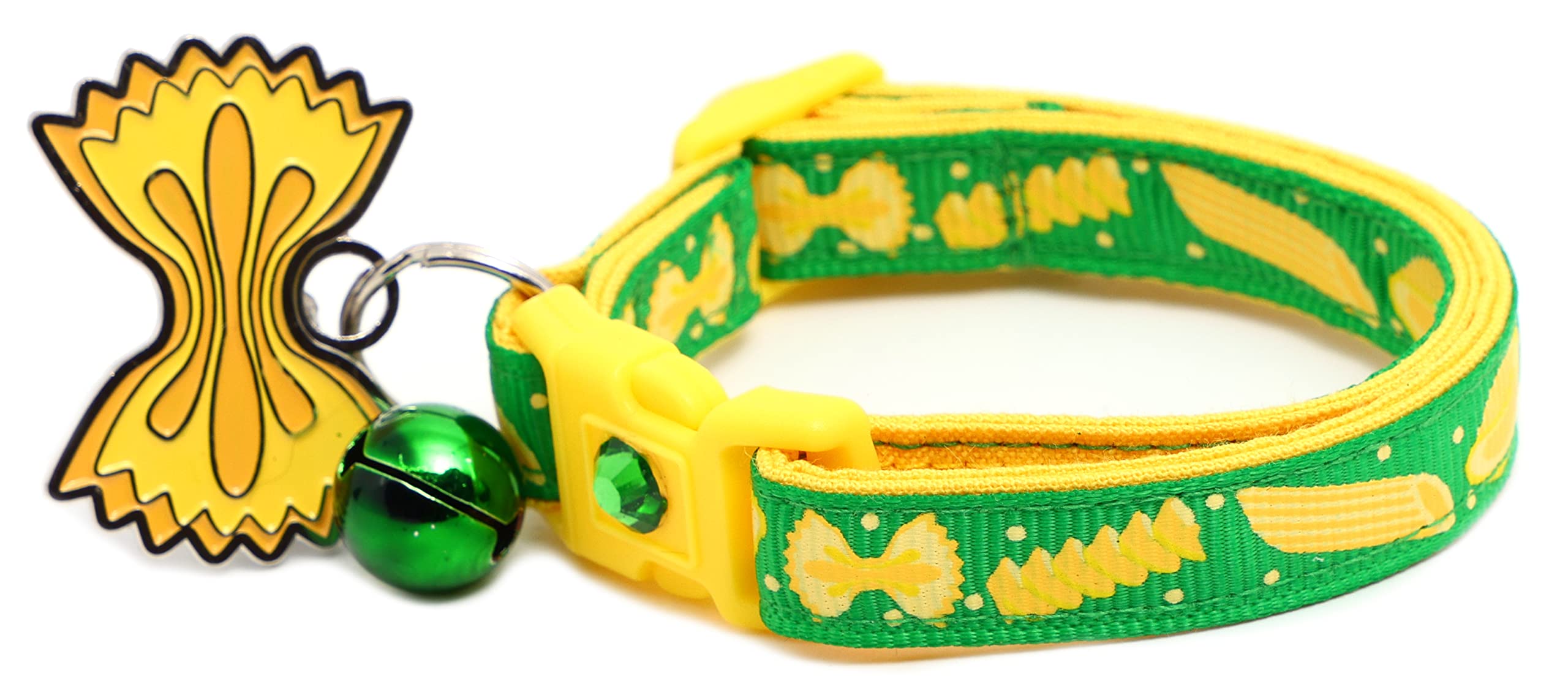 Noodle Cat Collar - Safety - Breakaway - Charm And Bell - Pugs2Persians (Small(10 Lbs & Less), Green)