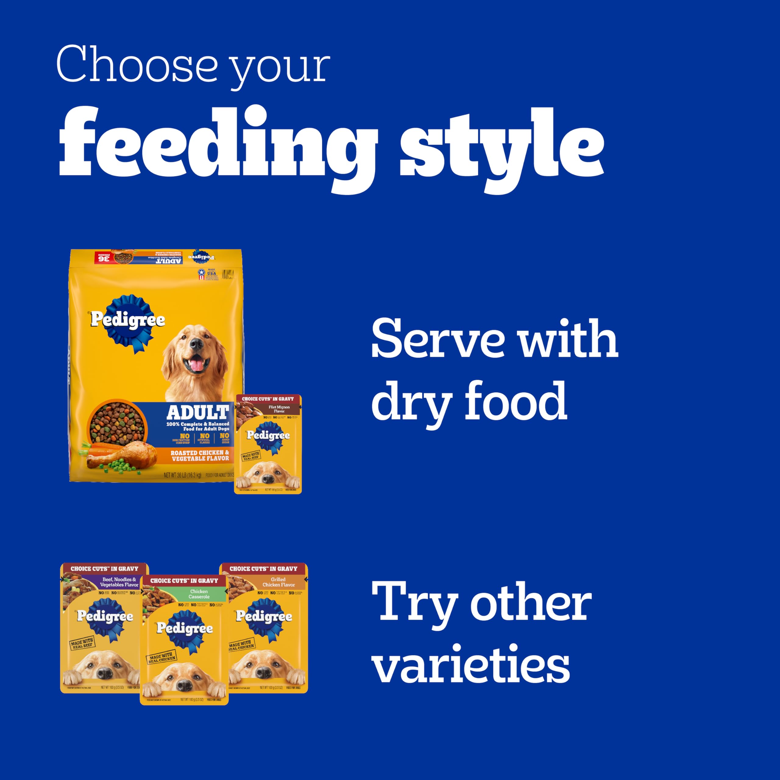 Pedigree Choice Cuts In Gravy Adult Soft Wet Dog Food, Filet Mignon Flavor, 3.5 oz Pouches, 16 Pack