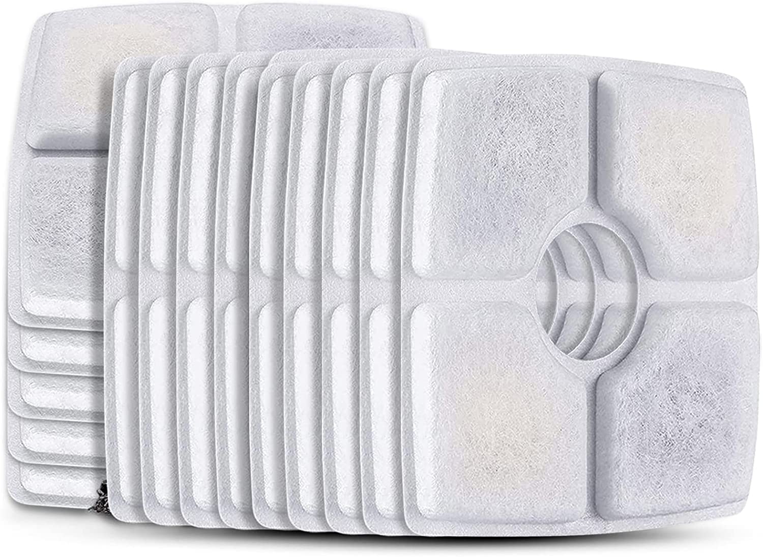 Cat Water Fountain Filters, 16 Pack Replacement Filter Fit For Top Square 84Oz/2.5L Cat Pet Fountain, 3 Filtration System