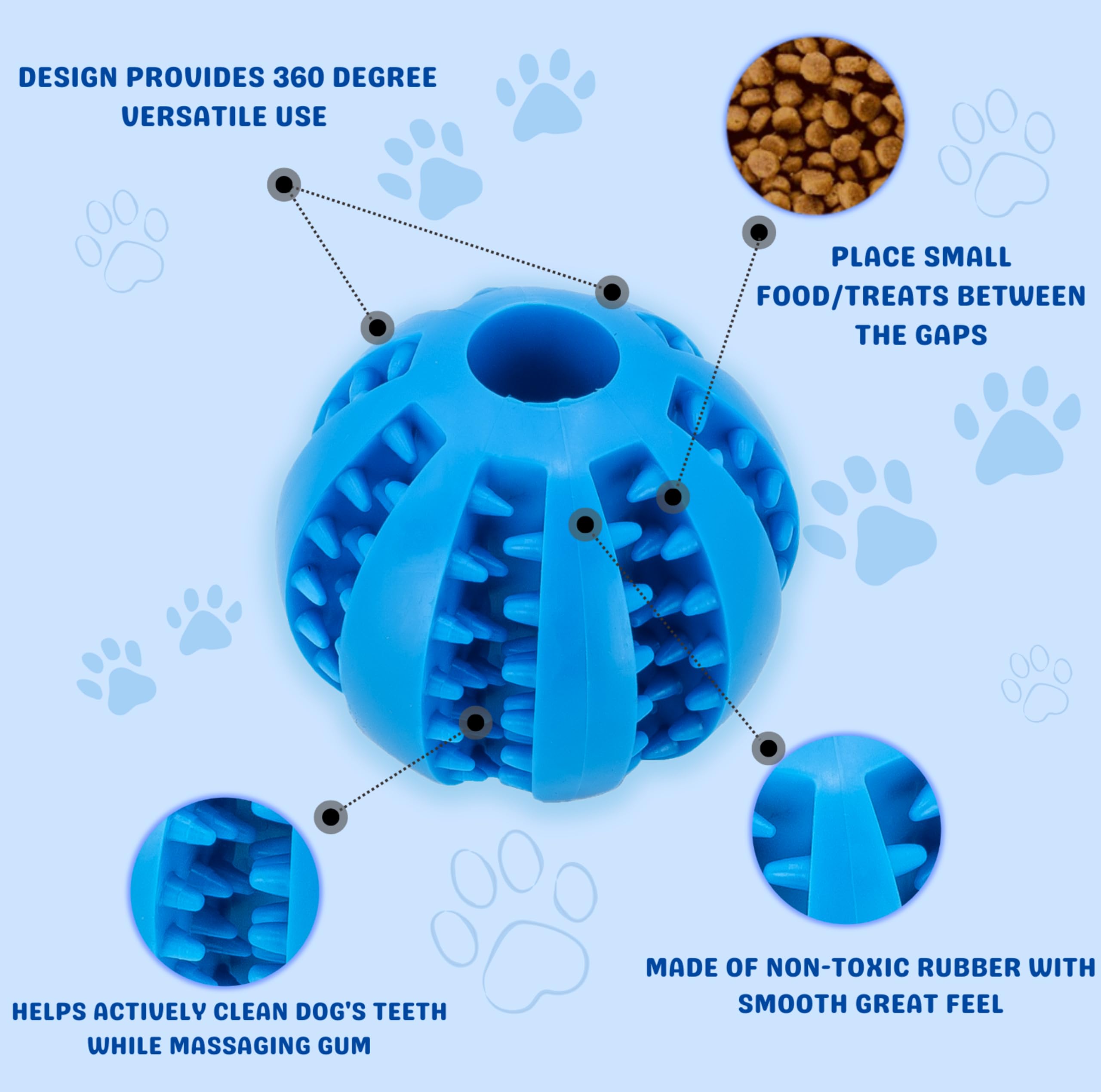 2 Pcs Non-Toxic Rubber Dog Toy Ball, 2.75 inch Durable & Tough Rubber Dog Treat Dispensing Puzzle Ball Chew Toy & IQ Training To