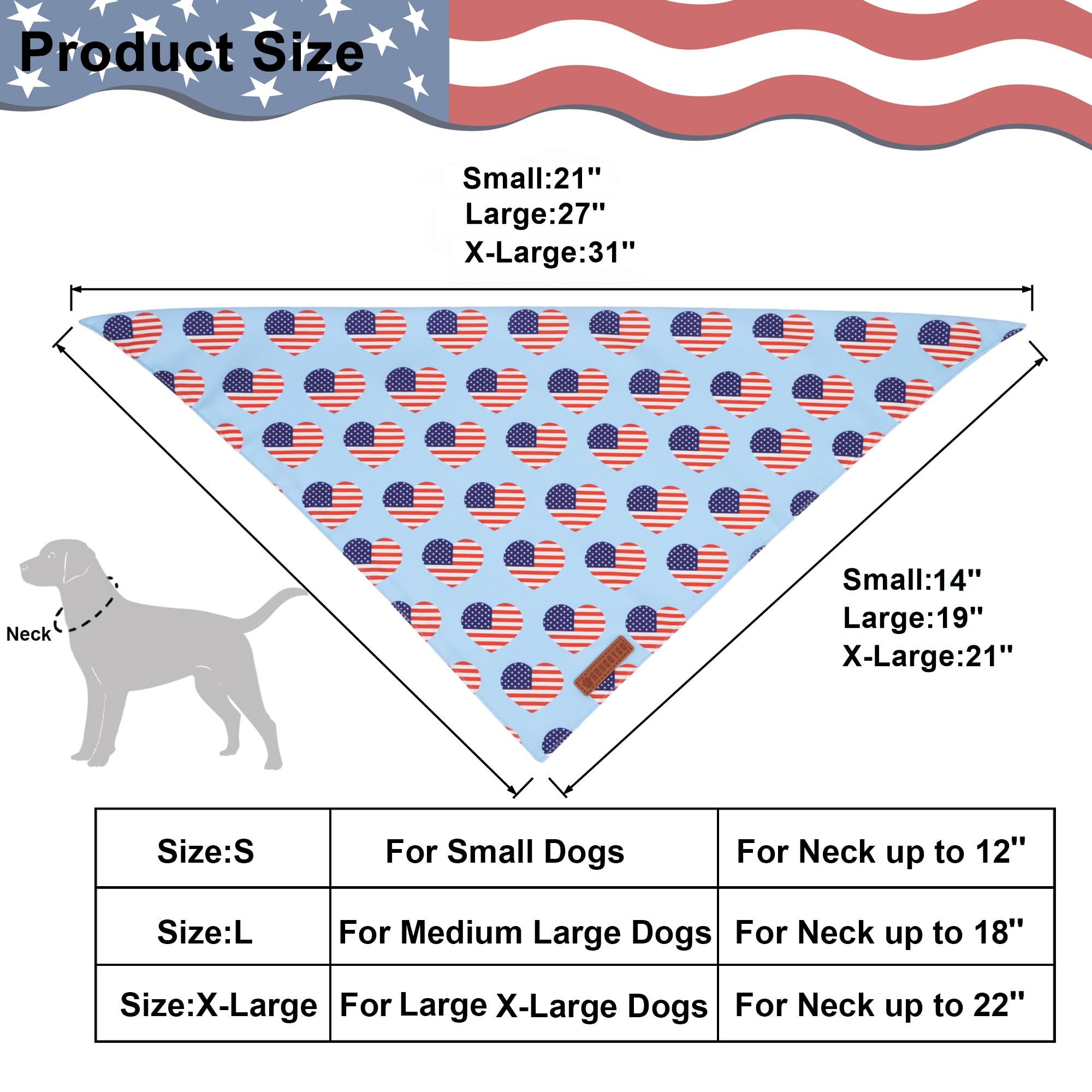 ADOGGYGO 4th of July Dog Bandanas, American Flag Pet Scarf, Multi Size Offered, White Blue Flag Bandana for Small Dogs Pets (Sma