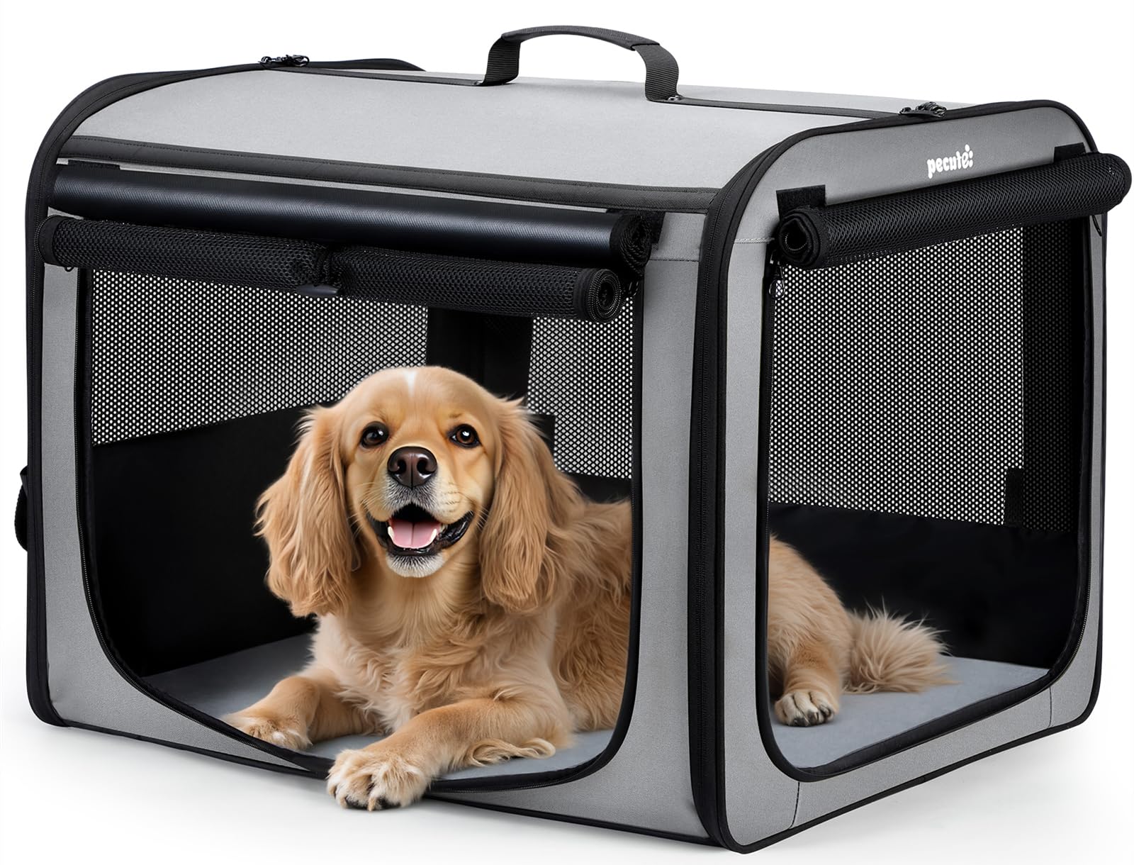 Large Dog Car Carrier Light Weight, 27  20.5  20.5ins Dog Carrier for Cars, Portable Dog Car Crate with Breathable Windows, Stab