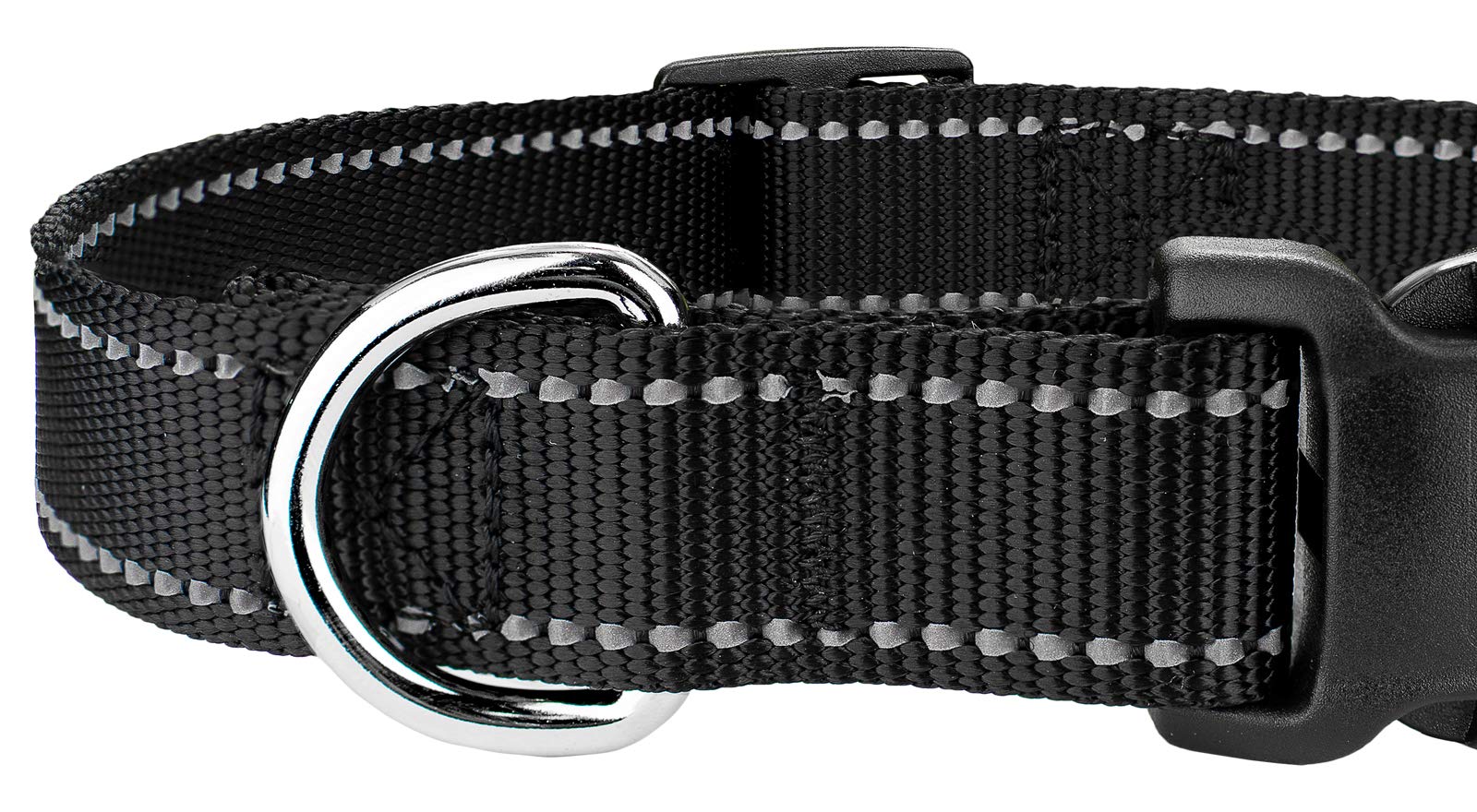 Country Brook Petz - Deluxe Black Reflective Nylon Dog Collar - Large