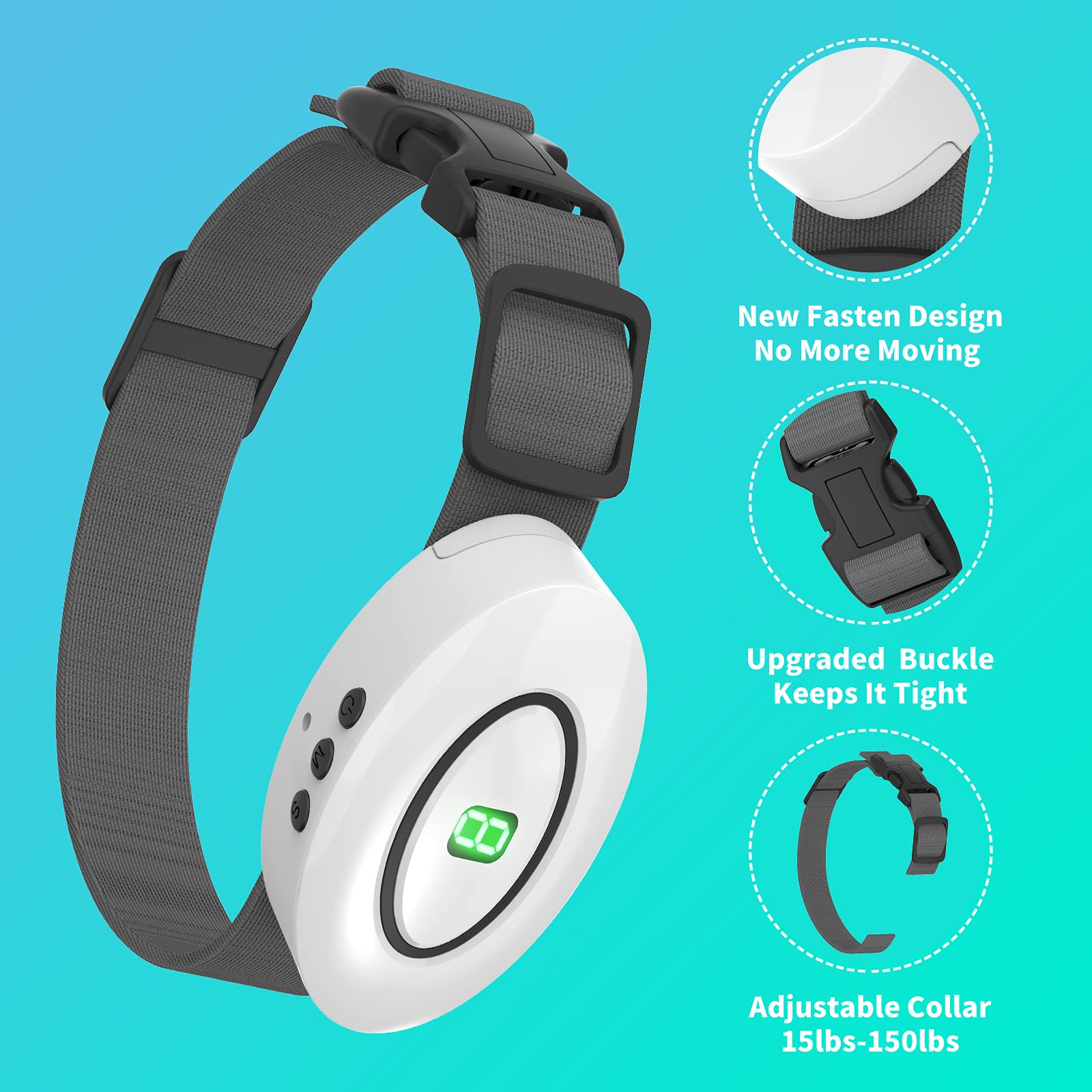 Bark Collar, Dog Bark Collar For Large Medium Small Dogs,Smart Bark Collar,Rechargeable Anti Barking Training Collar With 7 Adju