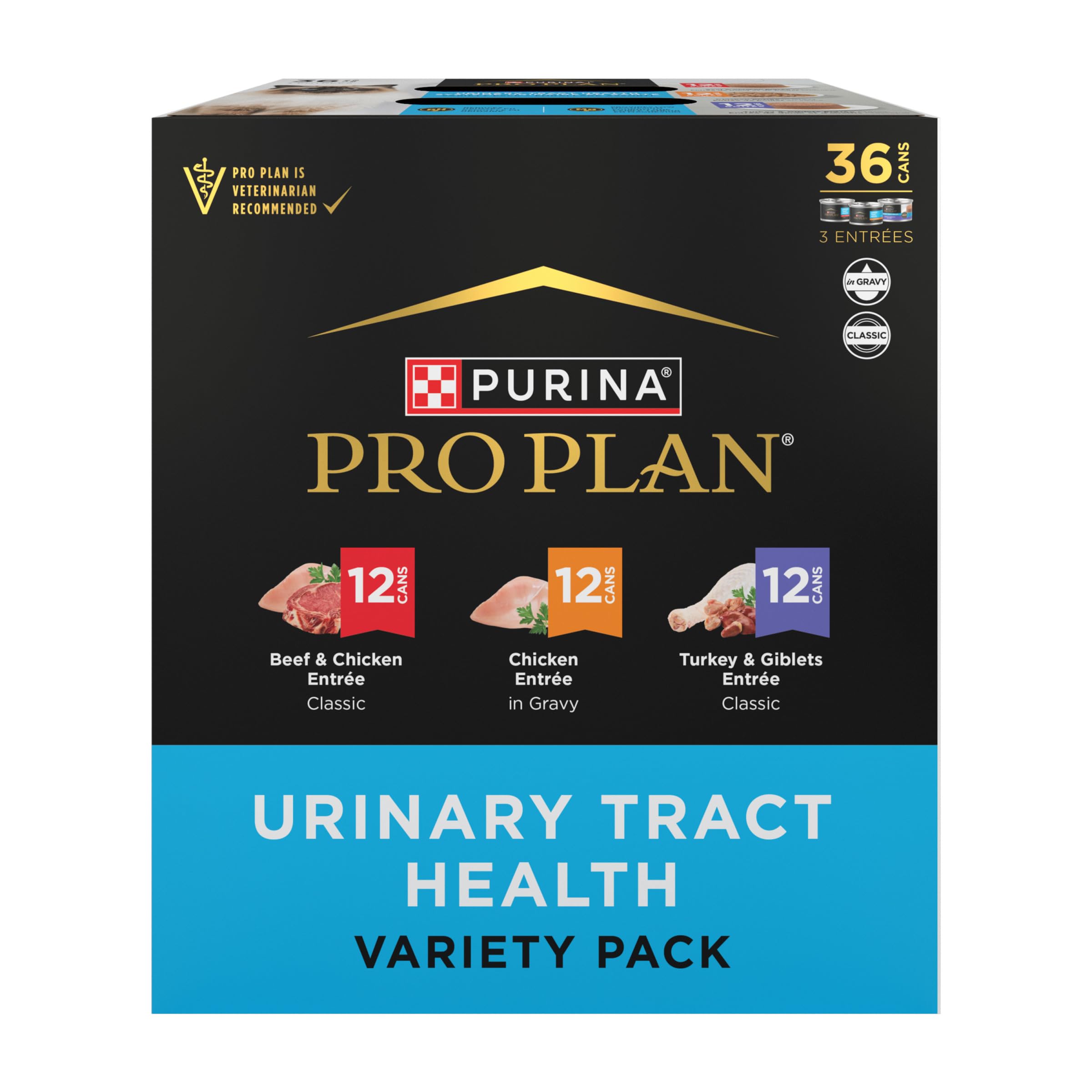 Purina Pro Plan Urinary Cat Food Wet Variety Pack Urinary Tract Health Chicken, Beef and Chicken, and Turkey and Giblets - (Pack