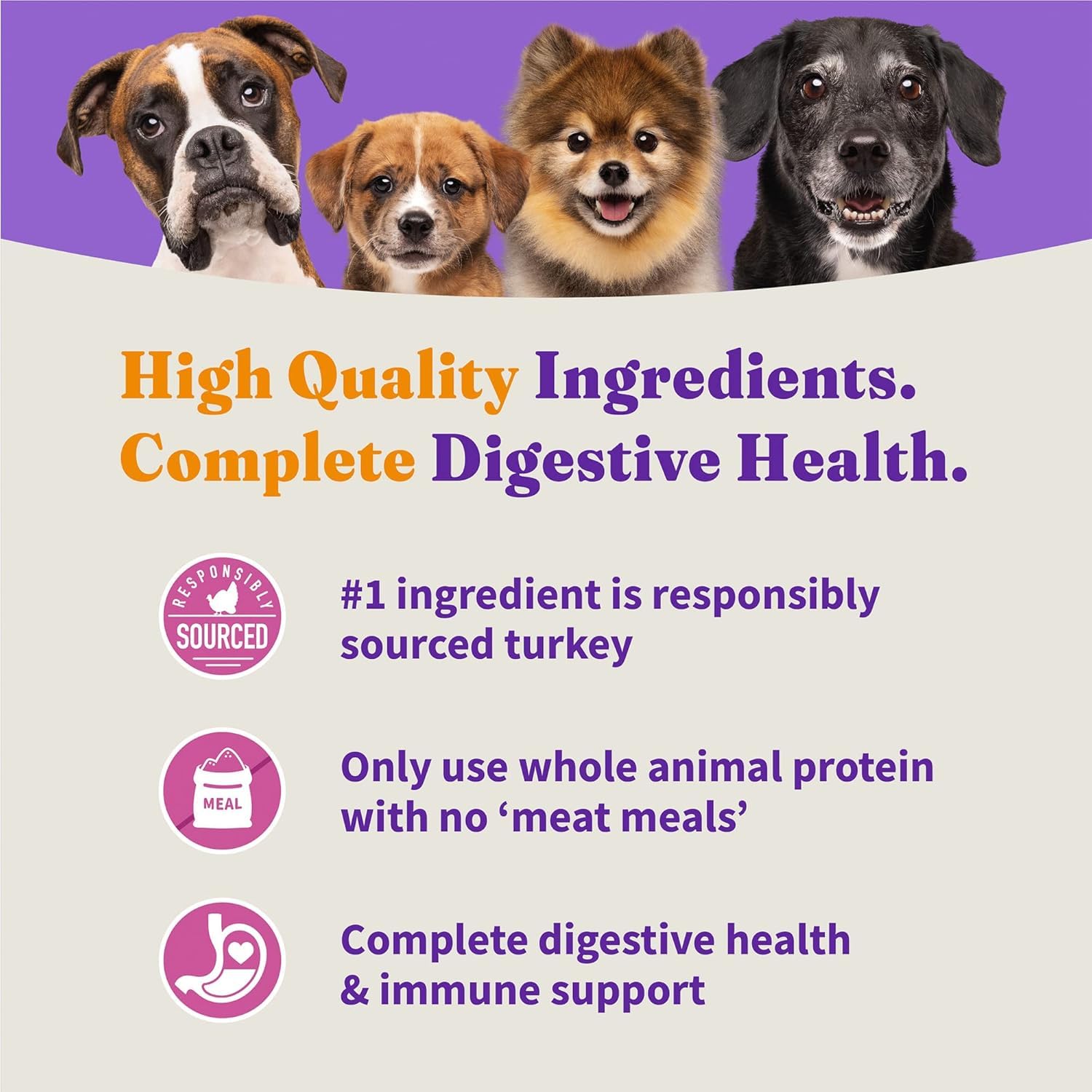 Halo Holistic Dog Food Cage Free Turkey & Sweet Potato Formula, Grain Free Dry Dog Food, for Healthy Weight Support, Kibble for