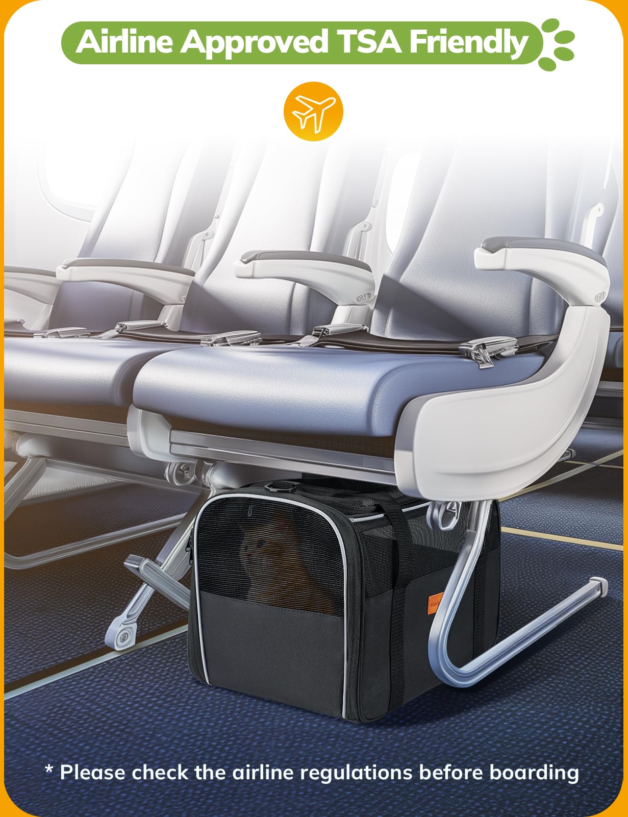 Morpilot Cat Carrier Soft - Portable Pet Carrier For Small Or Medium Cats, Dogs And Puppy Up To 14Lbs, Airline Approved Dog Carr