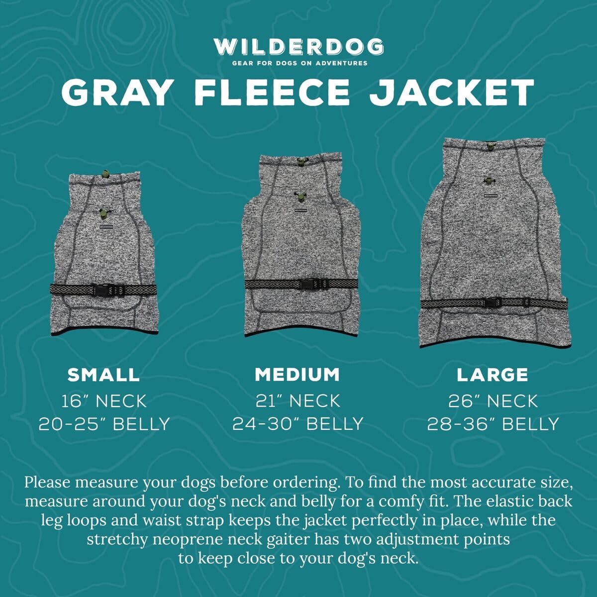 Wilderdog Fleece Dog Jacket With Neoprene Neck Gaiter - Large - Gray