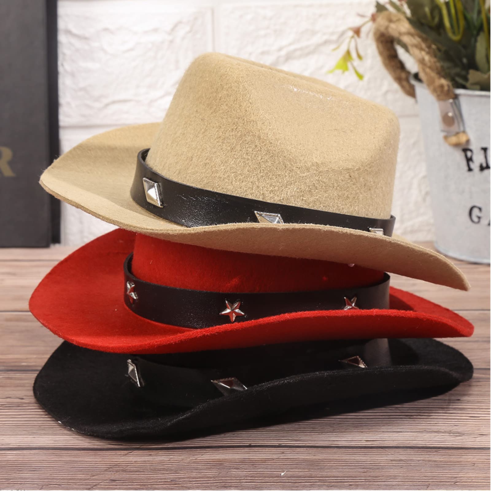 Awocan Pet Dog Costume Cowboy Hat Cosplay Cap Puppy Pet Dog Cat Holiday Pet Party Decoration (Red)