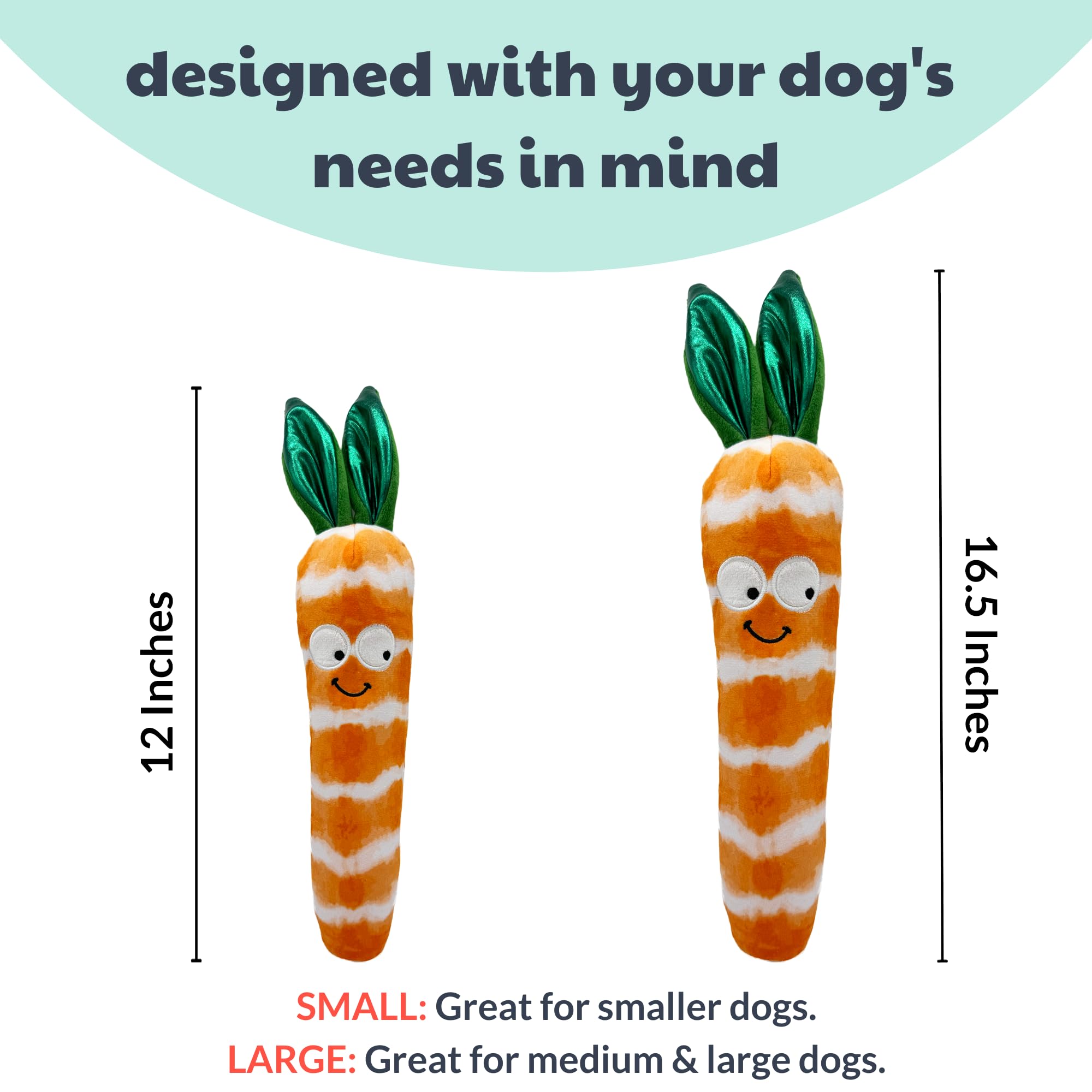 Huxley & Kent For Dogs - Sweet Carrot (Small) - Easter Spring Power Plush Funny Dog Toy With Squeaker - Funny Dog Toy - H&K Sque
