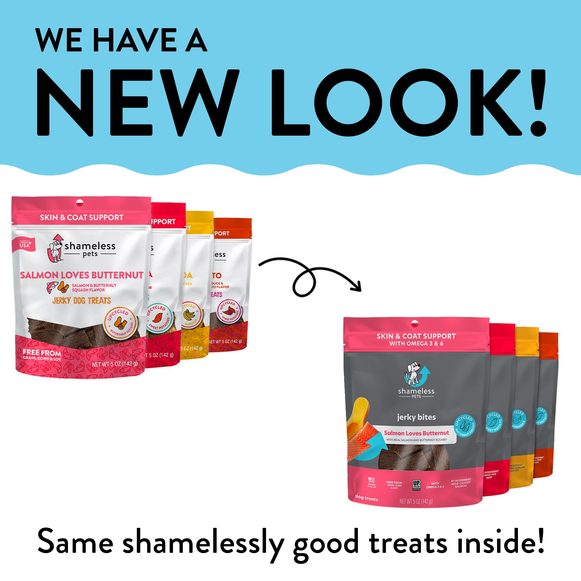 Shameless Pets Jerky Dog Treats, Variety 4-Pack - Healthy Chews with Chicken, Beef, Salmon & Duck for Dogs - Dog Treats with Rea